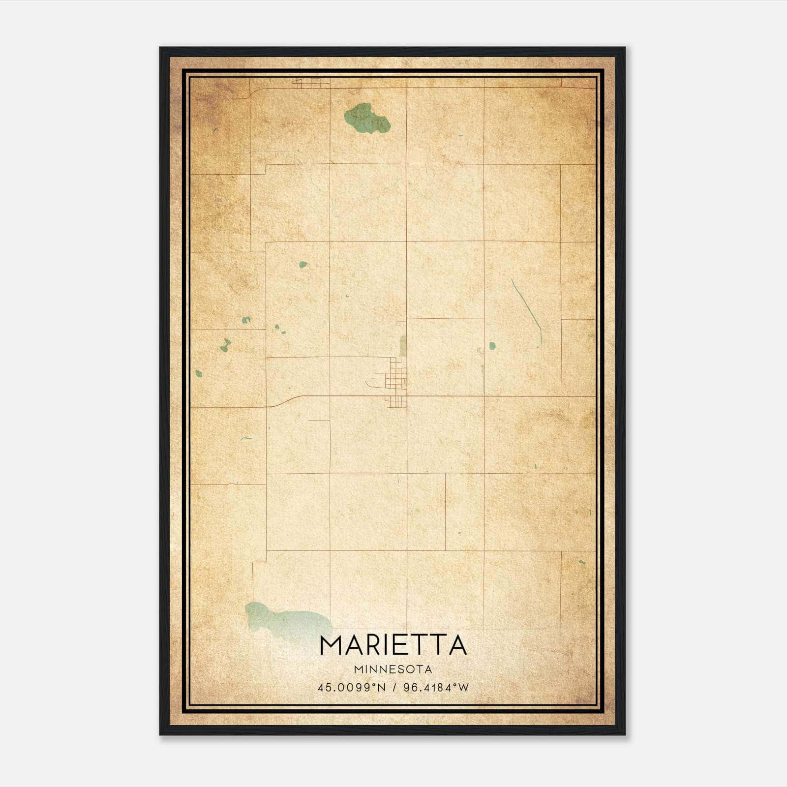 Vintage Marietta Minnesota Map Poster, Marietta MN City Road Wall Art Print Vintage Marietta Minnesota Map Poster, Marietta MN City Road Wall Art Print