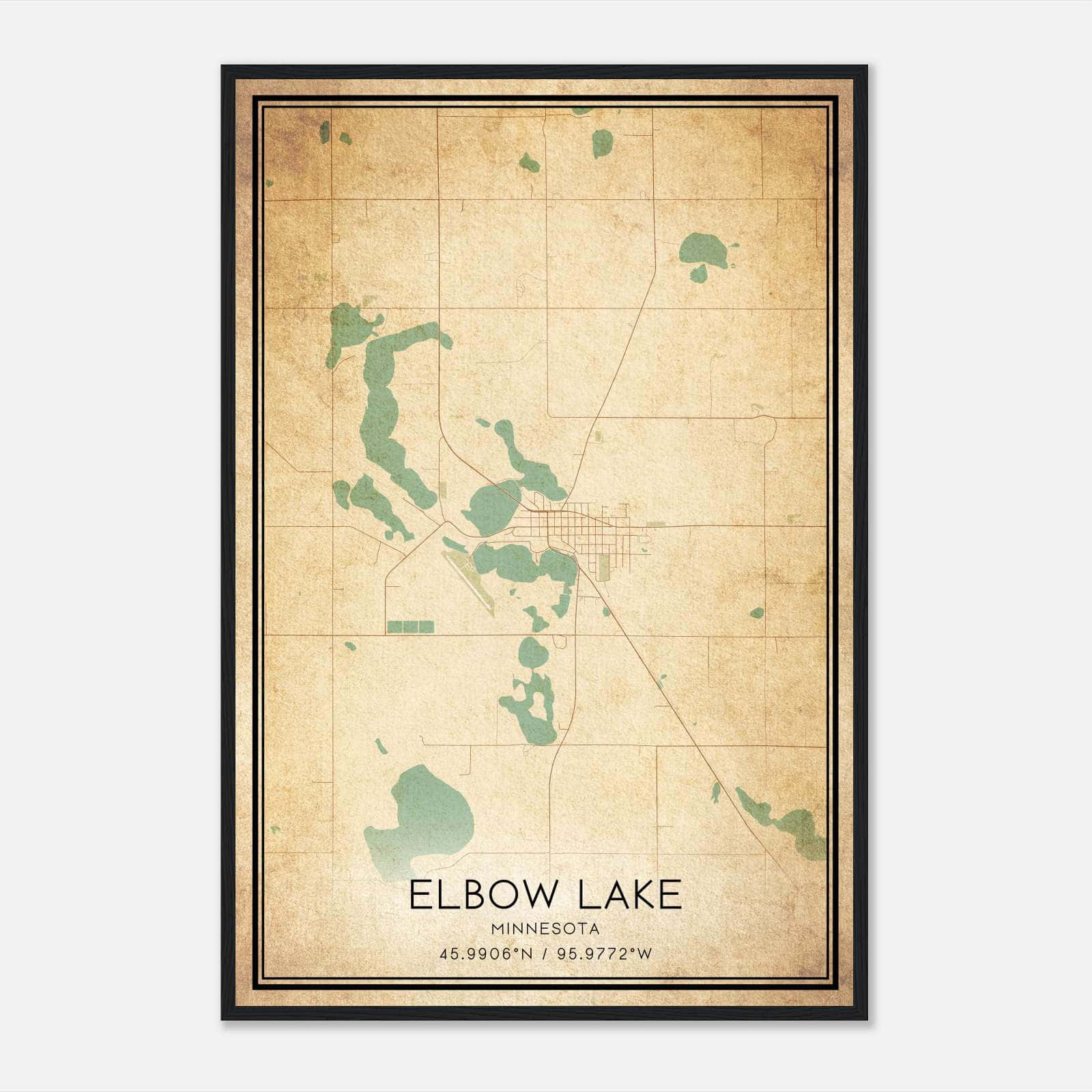 Vintage Elbow Lake Minnesota Map Poster, Elbow Lake MN City Road Wall Art Print Vintage Elbow Lake Minnesota Map Poster, Elbow Lake MN City Road Wall Art Print