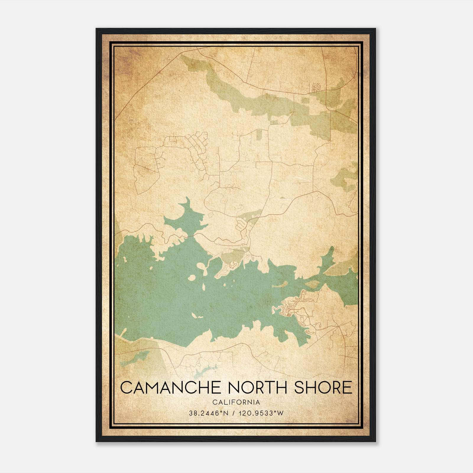 Vintage Camanche North Shore California Map Poster, Camanche North Shore CA City Road Wall Art Print Vintage Camanche North Shore California Map Poster, Camanche North Shore CA City Road Wall Art Print