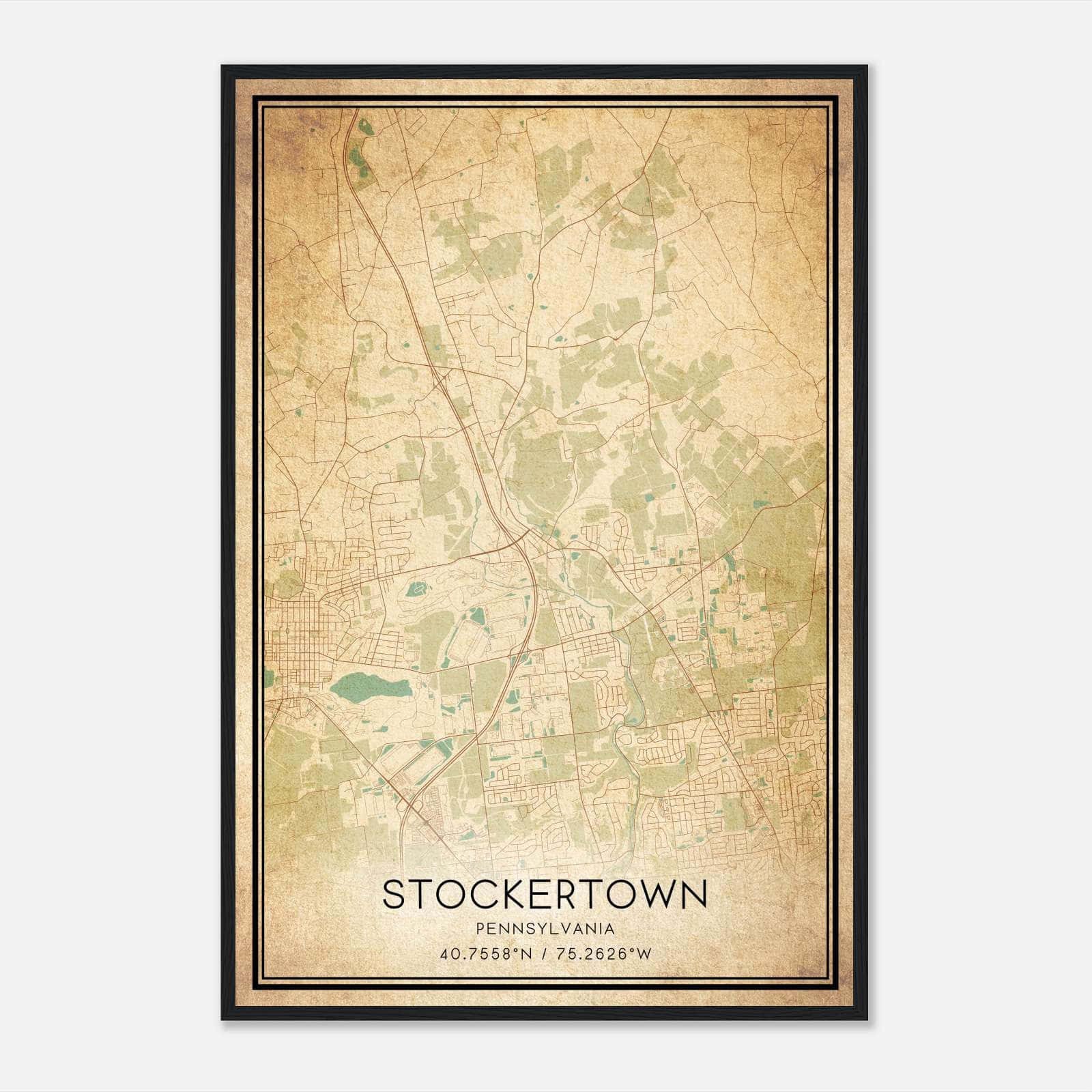 Vintage Stockertown Pennsylvania Map Poster, Stockertown PA City Road Wall Art Print Vintage Stockertown Pennsylvania Map Poster, Stockertown PA City Road Wall Art Print