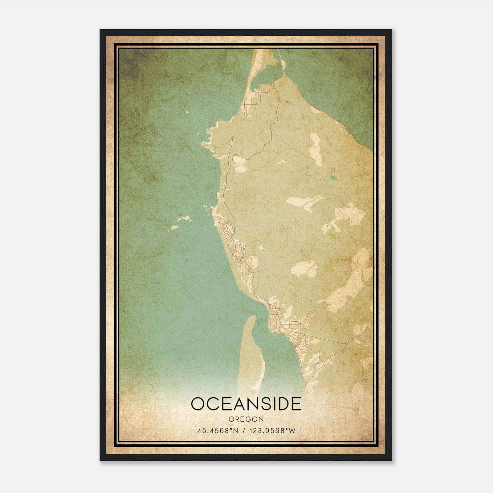 Vintage Oceanside Oregon Map Poster, Oceanside OR City Road Wall Art Print Vintage Oceanside Oregon Map Poster, Oceanside OR City Road Wall Art Print