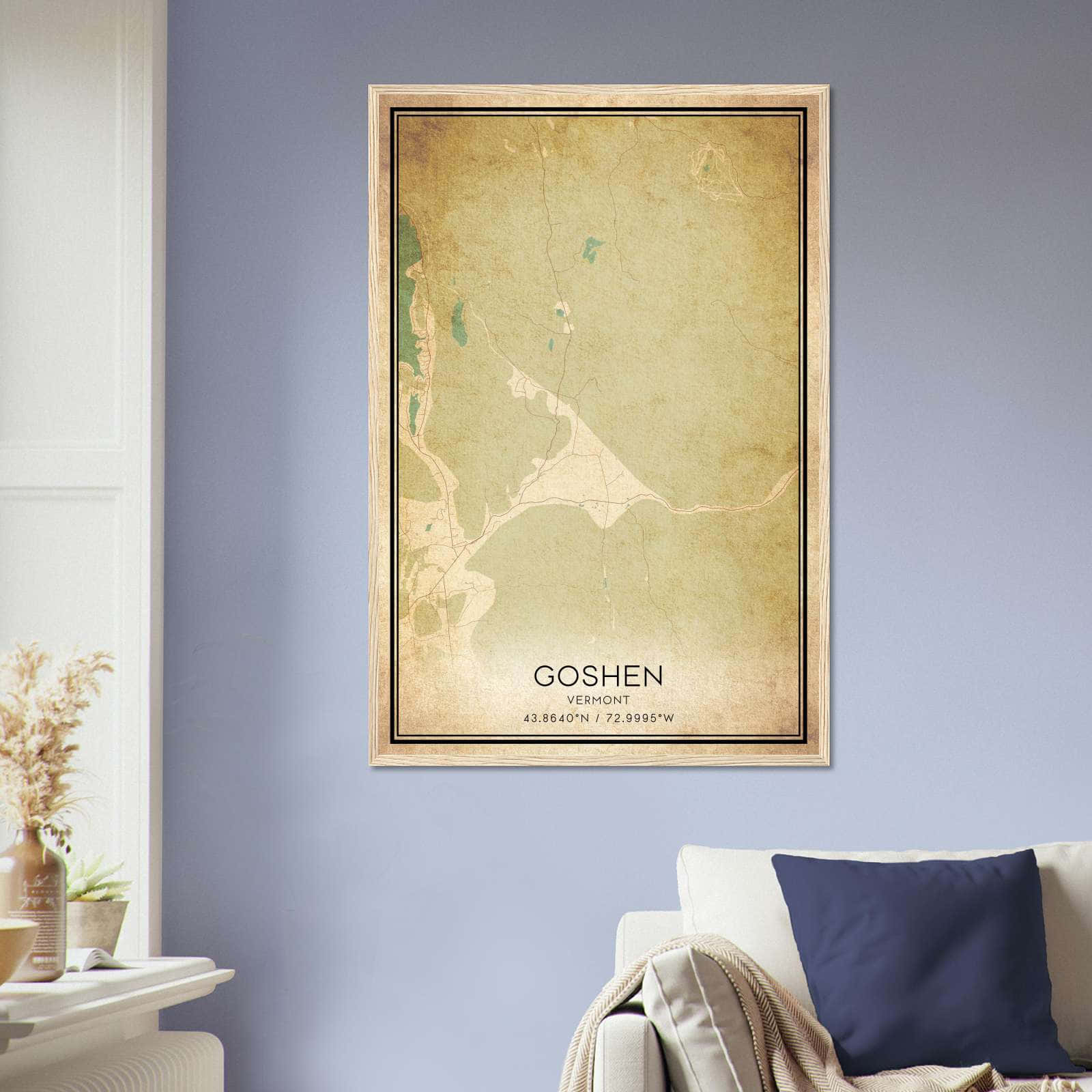 Vintage Goshen Vermont Map Poster, Goshen VT City Road Wall Art Print