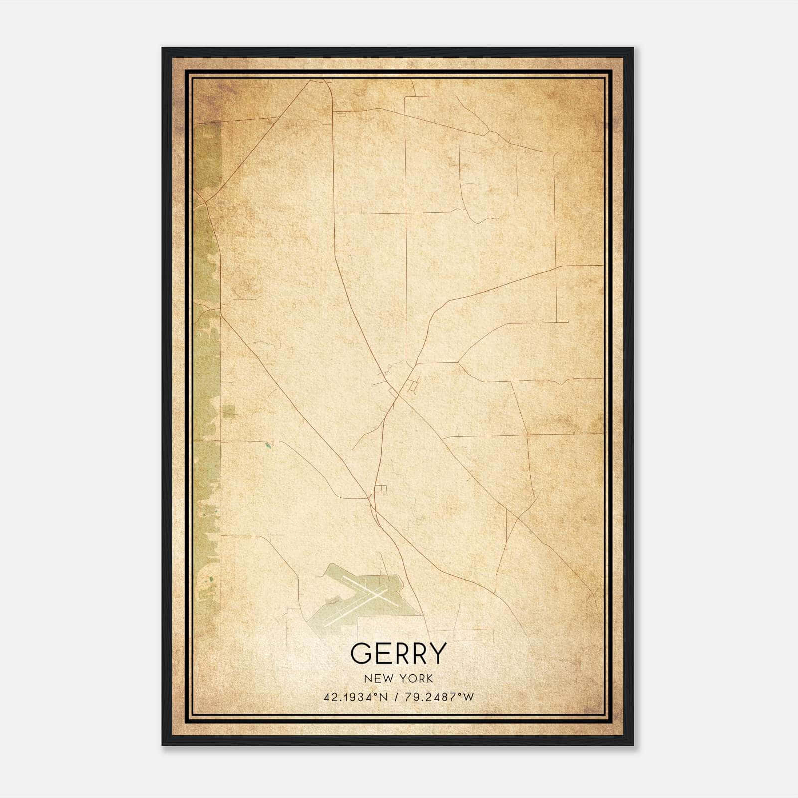 Vintage Gerry New York Map Poster, Gerry NY City Road Wall Art Print Vintage Gerry New York Map Poster, Gerry NY City Road Wall Art Print