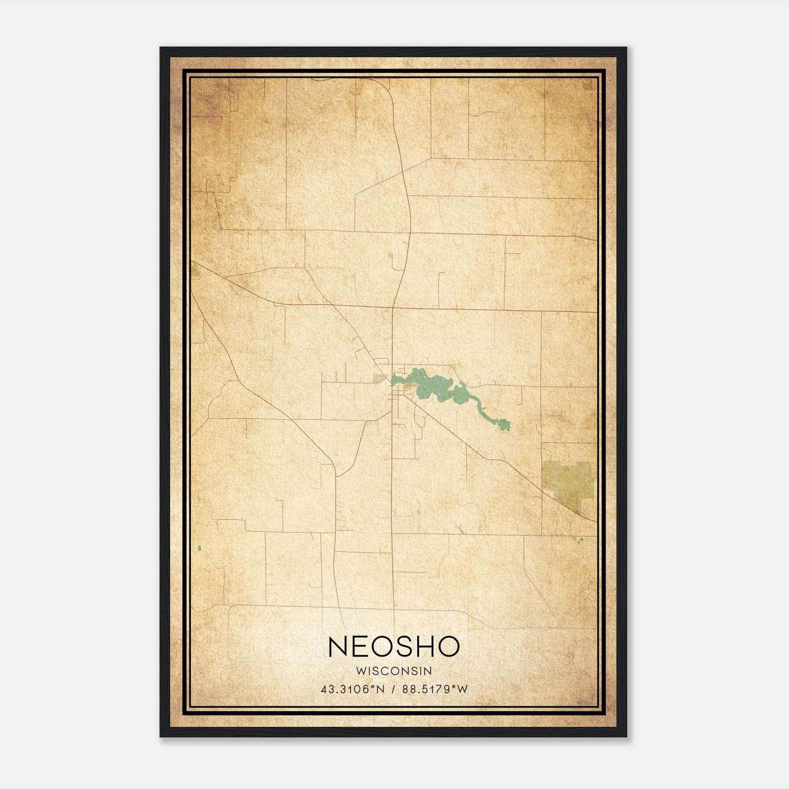 Vintage Neosho Wisconsin Map Poster, Neosho WI City Road Wall Art Print Vintage Neosho Wisconsin Map Poster, Neosho WI City Road Wall Art Print
