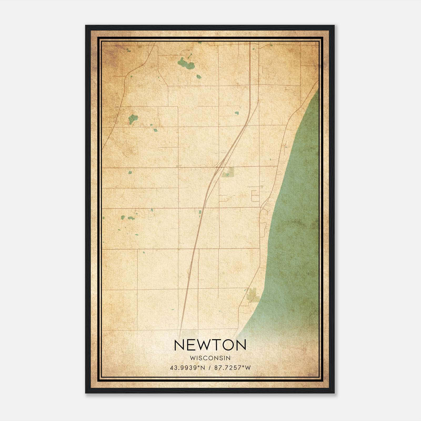 Vintage Newton Wisconsin Map Poster, Newton WI City Road Wall Art Print Vintage Newton Wisconsin Map Poster, Newton WI City Road Wall Art Print
