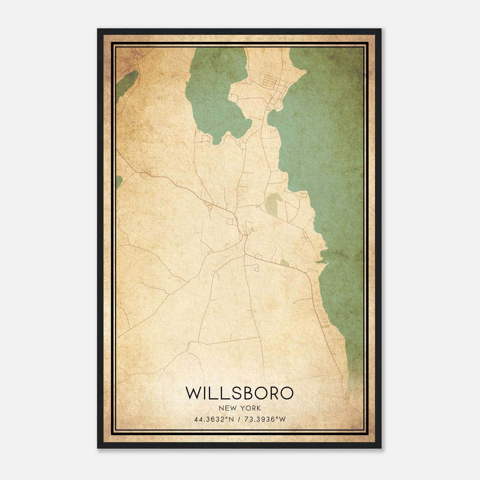 Vintage Willsboro New York Map Poster, Willsboro NY City Road Wall Art Print Vintage Willsboro New York Map Poster, Willsboro NY City Road Wall Art Print
