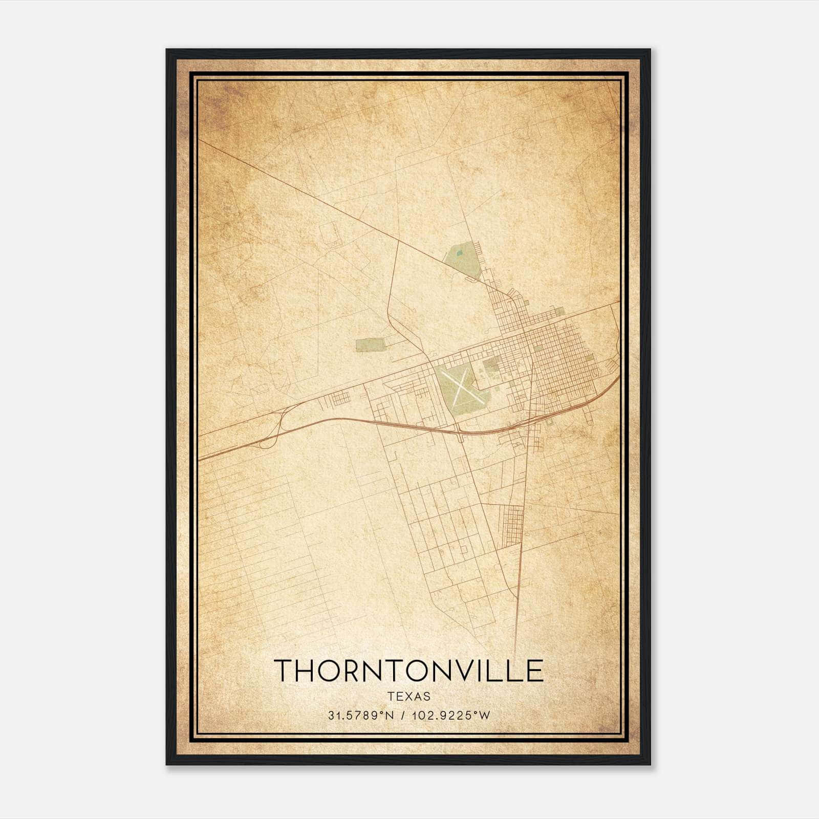 Vintage Thorntonville Texas Map Poster, Thorntonville TX City Road Wall Art Print Vintage Thorntonville Texas Map Poster, Thorntonville TX City Road Wall Art Print