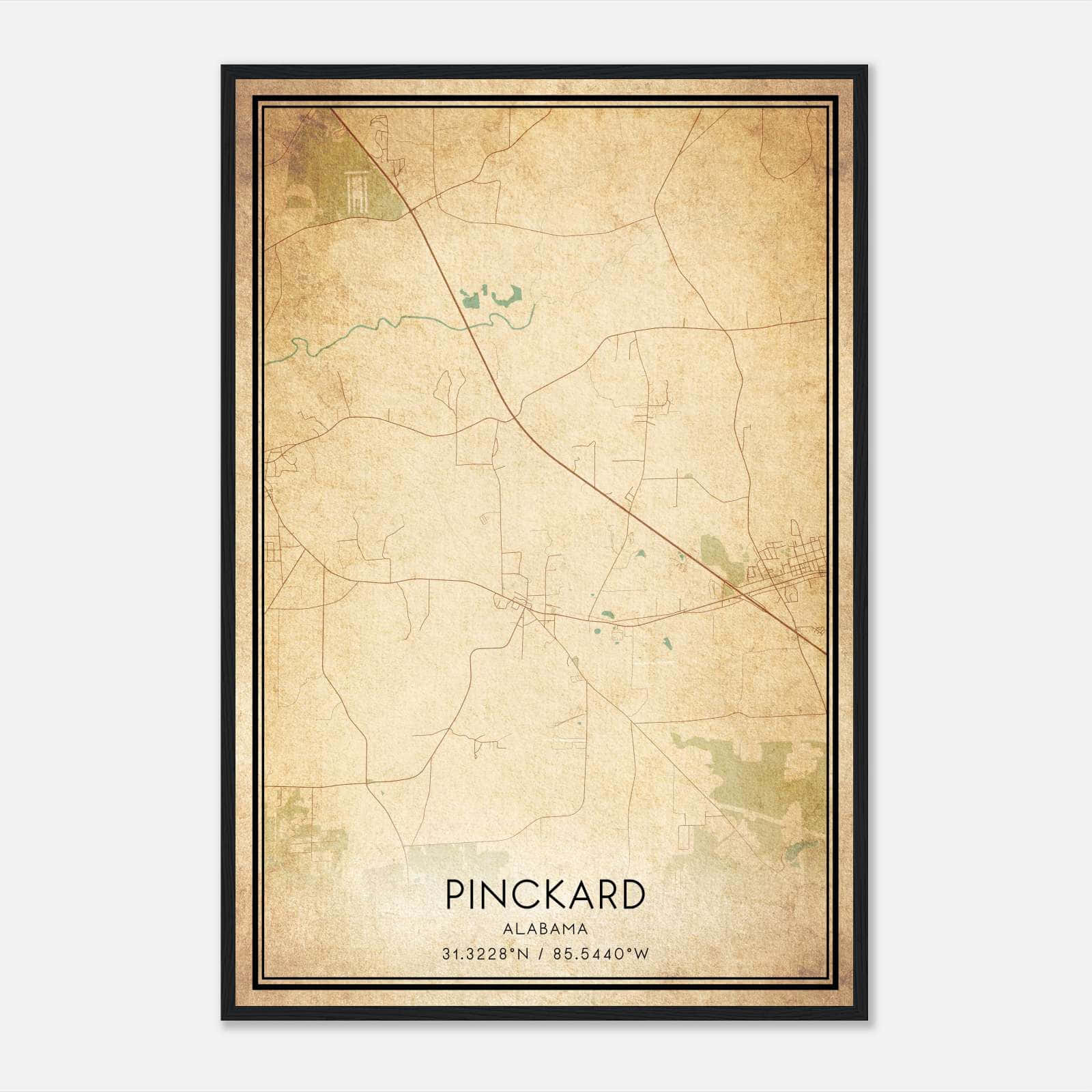 Vintage Pinckard Alabama Map Poster, Pinckard AL City Road Wall Art Print Vintage Pinckard Alabama Map Poster, Pinckard AL City Road Wall Art Print