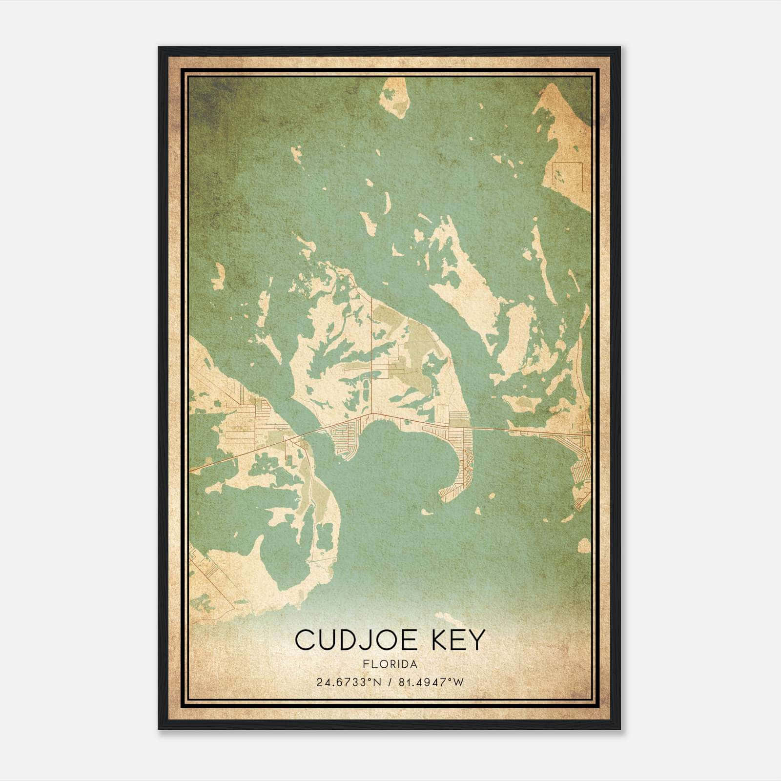 Vintage Cudjoe Key Florida Map Poster, Cudjoe Key FL City Road Wall Art Print Vintage Cudjoe Key Florida Map Poster, Cudjoe Key FL City Road Wall Art Print