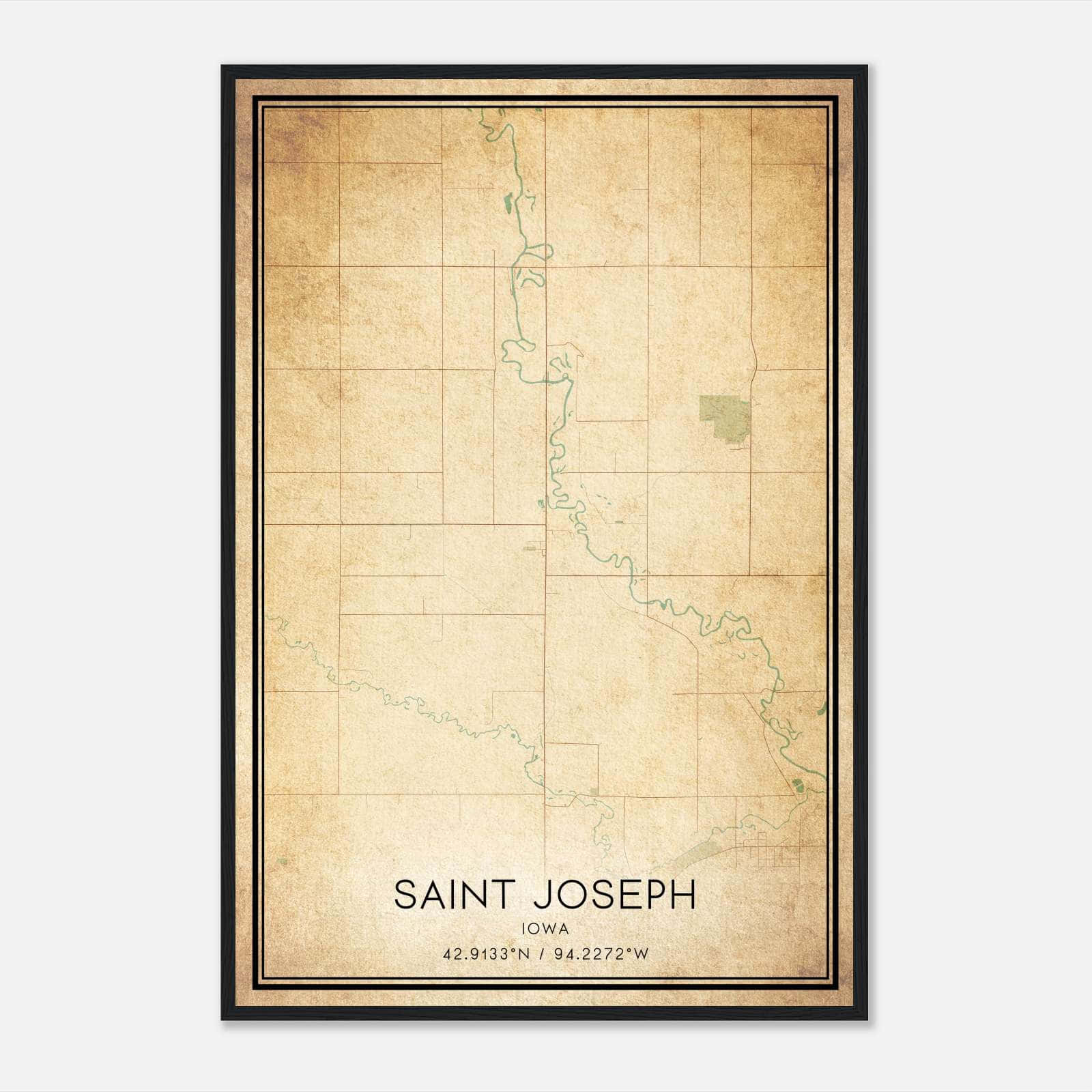 Vintage Saint Joseph Iowa Map Poster, Saint Joseph IA City Road Wall Art Print Vintage Saint Joseph Iowa Map Poster, Saint Joseph IA City Road Wall Art Print