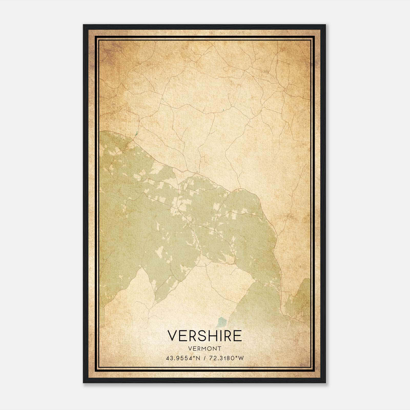 Vintage Vershire Vermont Map Poster, Vershire VT City Road Wall Art Print Vintage Vershire Vermont Map Poster, Vershire VT City Road Wall Art Print