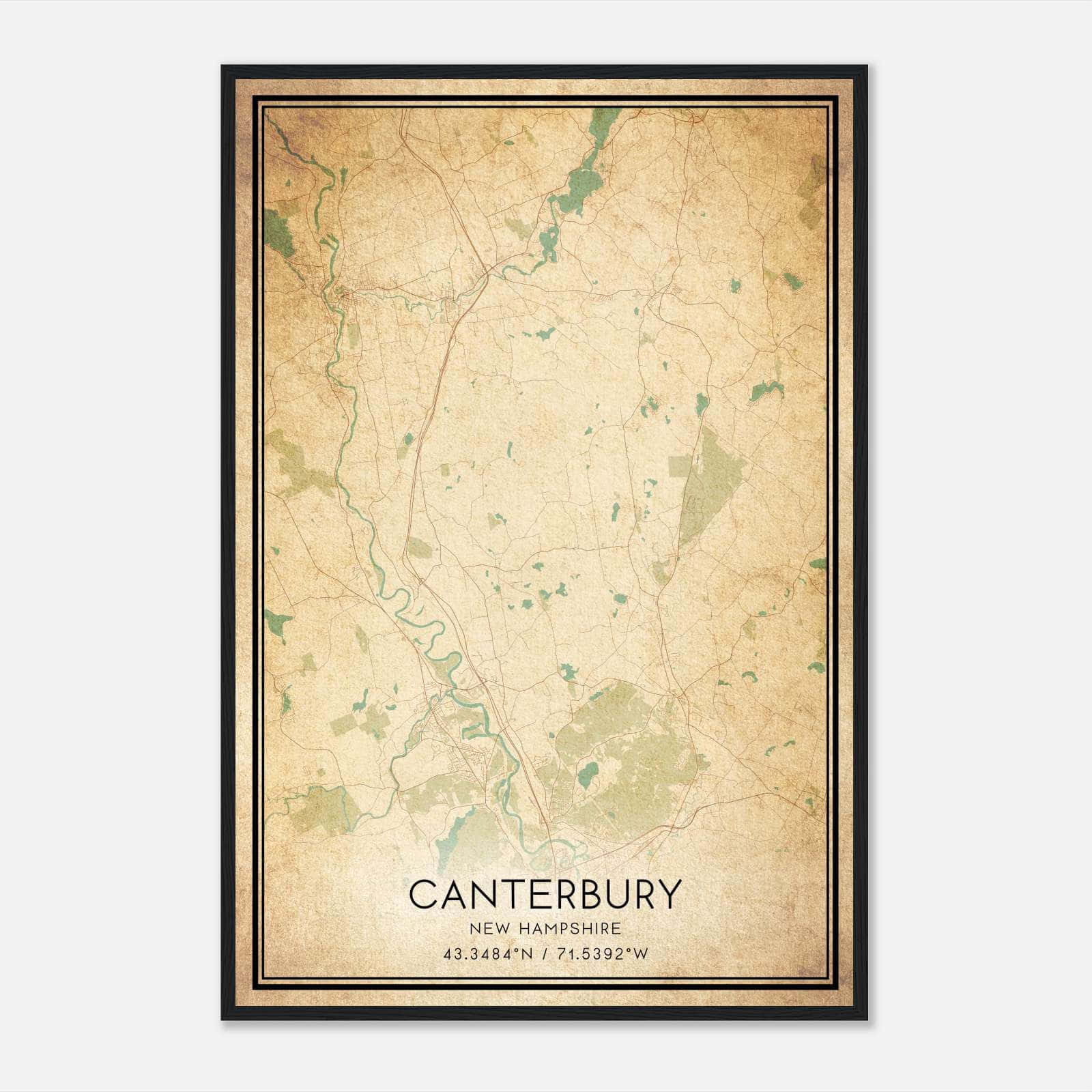 Vintage Canterbury New Hampshire Map Poster, Canterbury NH City Road Wall Art Print Vintage Canterbury New Hampshire Map Poster, Canterbury NH City Road Wall Art Print