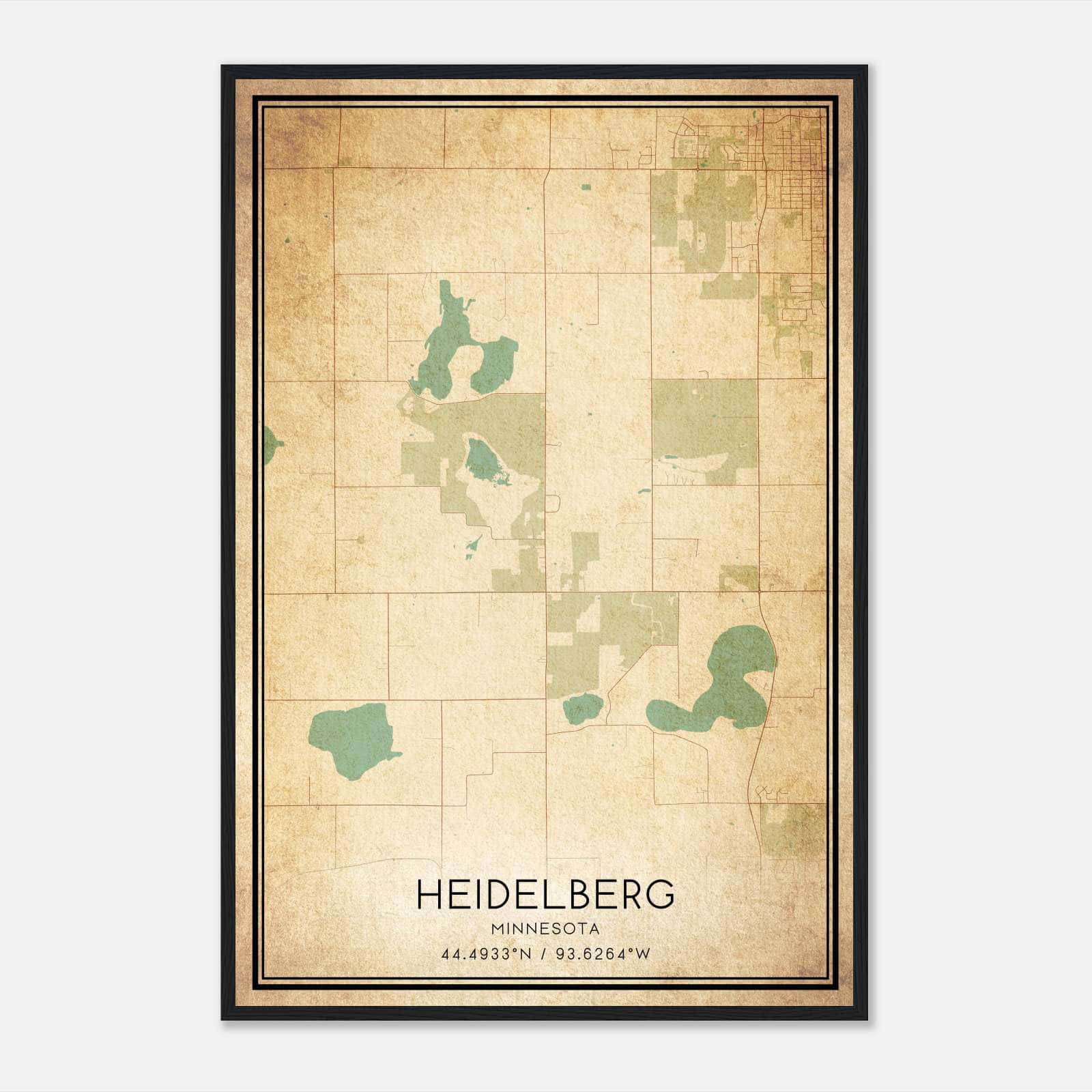 Vintage Heidelberg Minnesota Map Poster, Heidelberg MN City Road Wall Art Print Vintage Heidelberg Minnesota Map Poster, Heidelberg MN City Road Wall Art Print