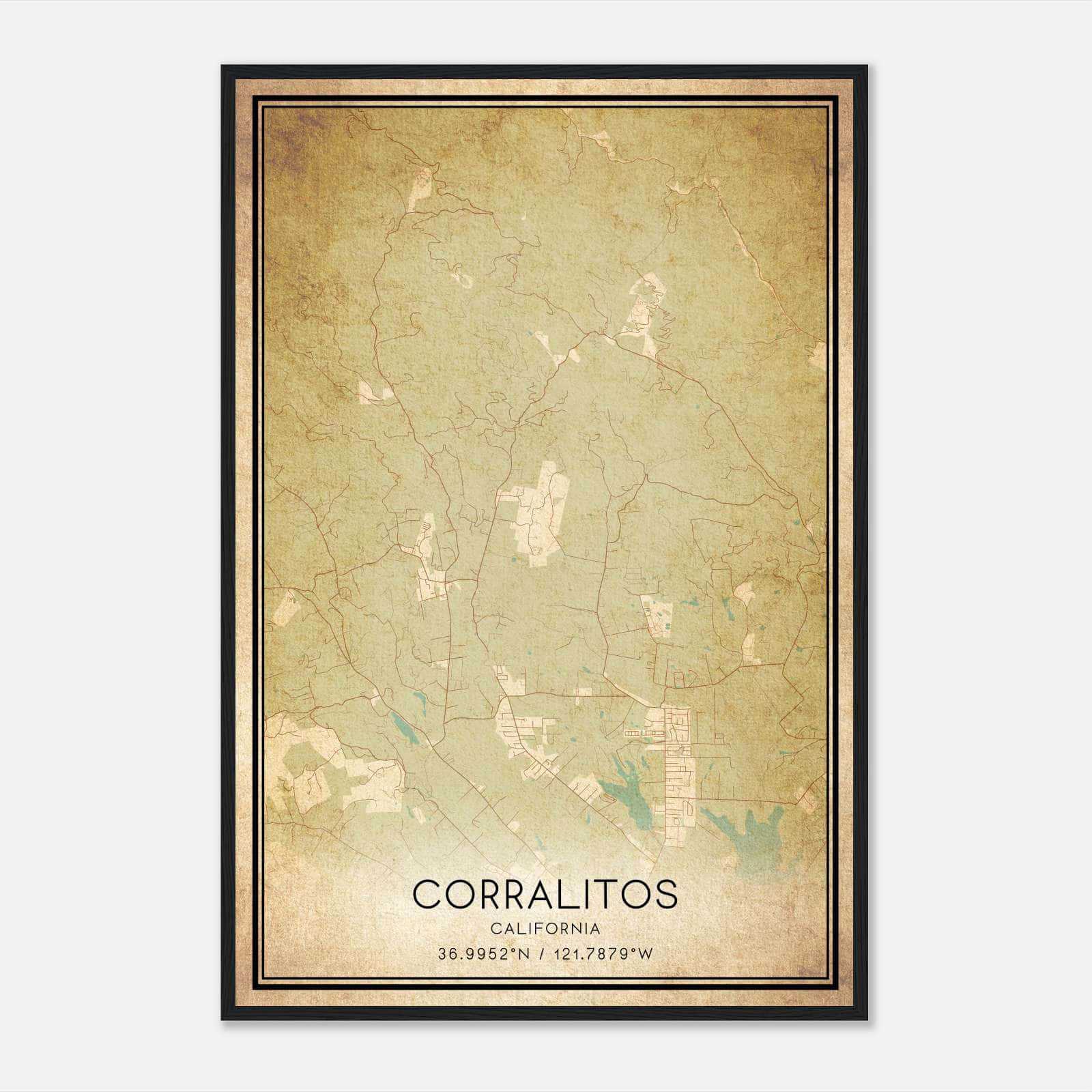 Vintage Corralitos California Map Poster, Corralitos CA City Road Wall Art Print Vintage Corralitos California Map Poster, Corralitos CA City Road Wall Art Print