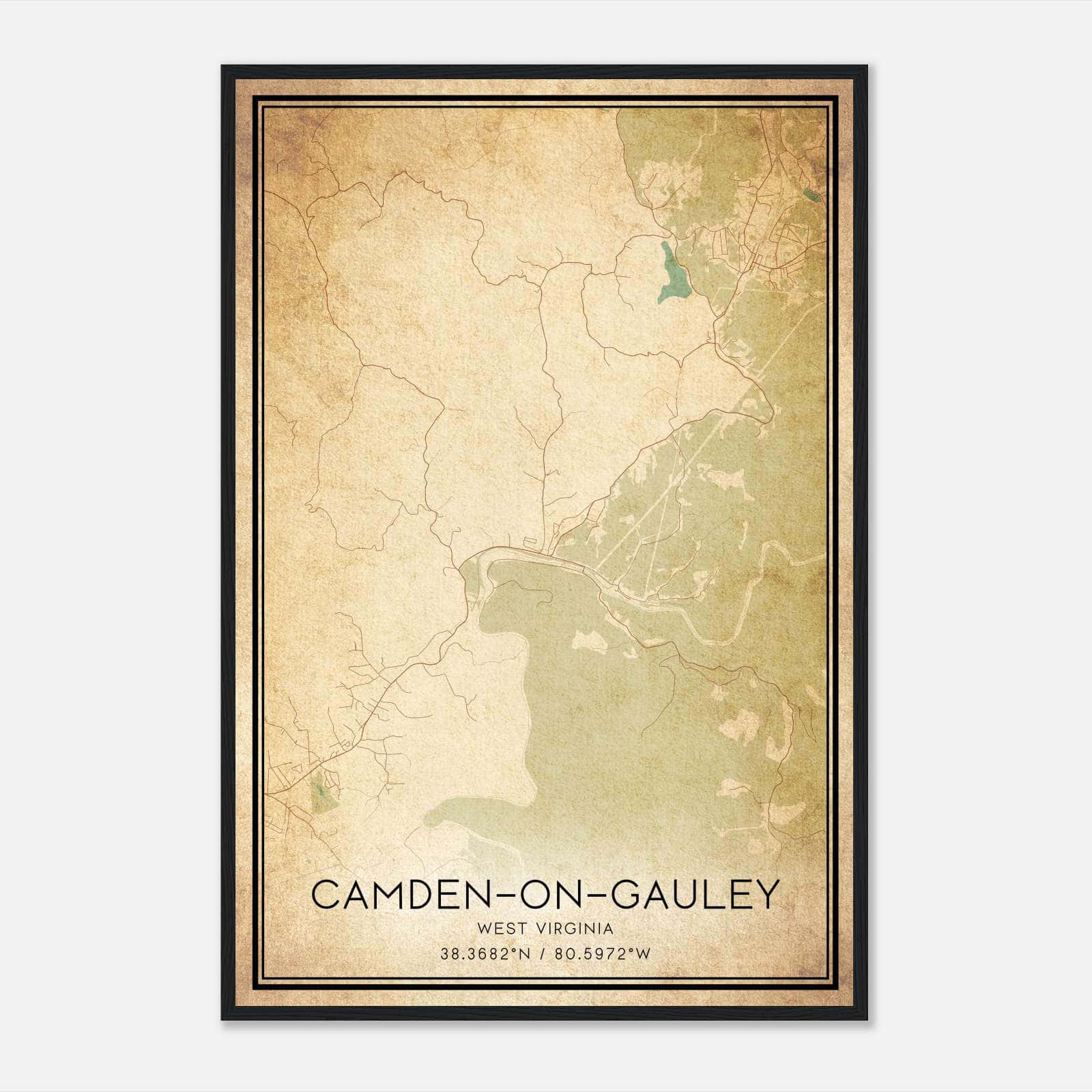 Vintage Camden-on-Gauley West Virginia Map Poster, Camden-on-Gauley WV City Road Wall Art Print Vintage Camden-on-Gauley West Virginia Map Poster, Camden-on-Gauley WV City Road Wall Art Print