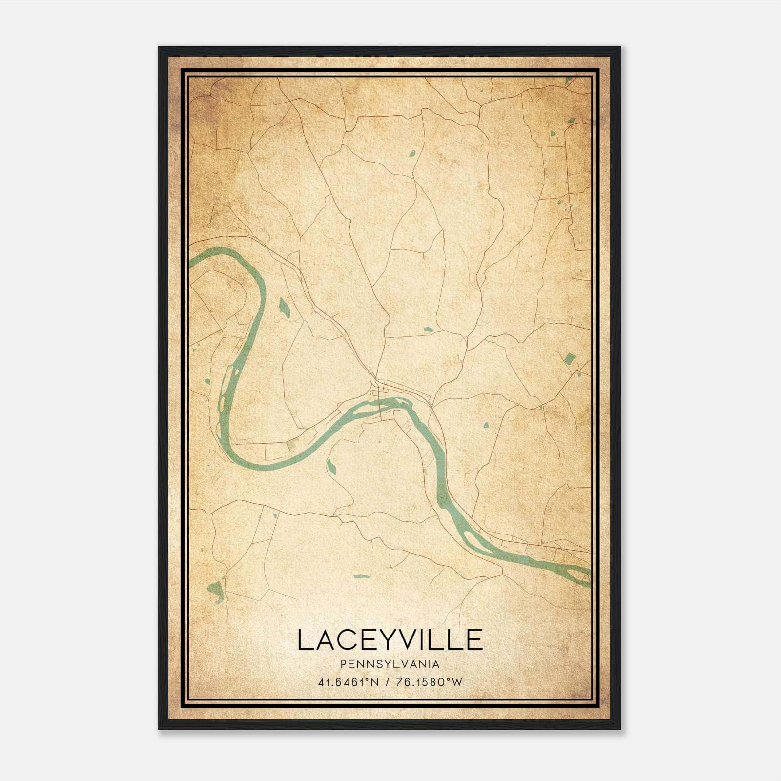 Vintage Laceyville Pennsylvania Map Poster, Laceyville PA City Road Wall Art Print Vintage Laceyville Pennsylvania Map Poster, Laceyville PA City Road Wall Art Print