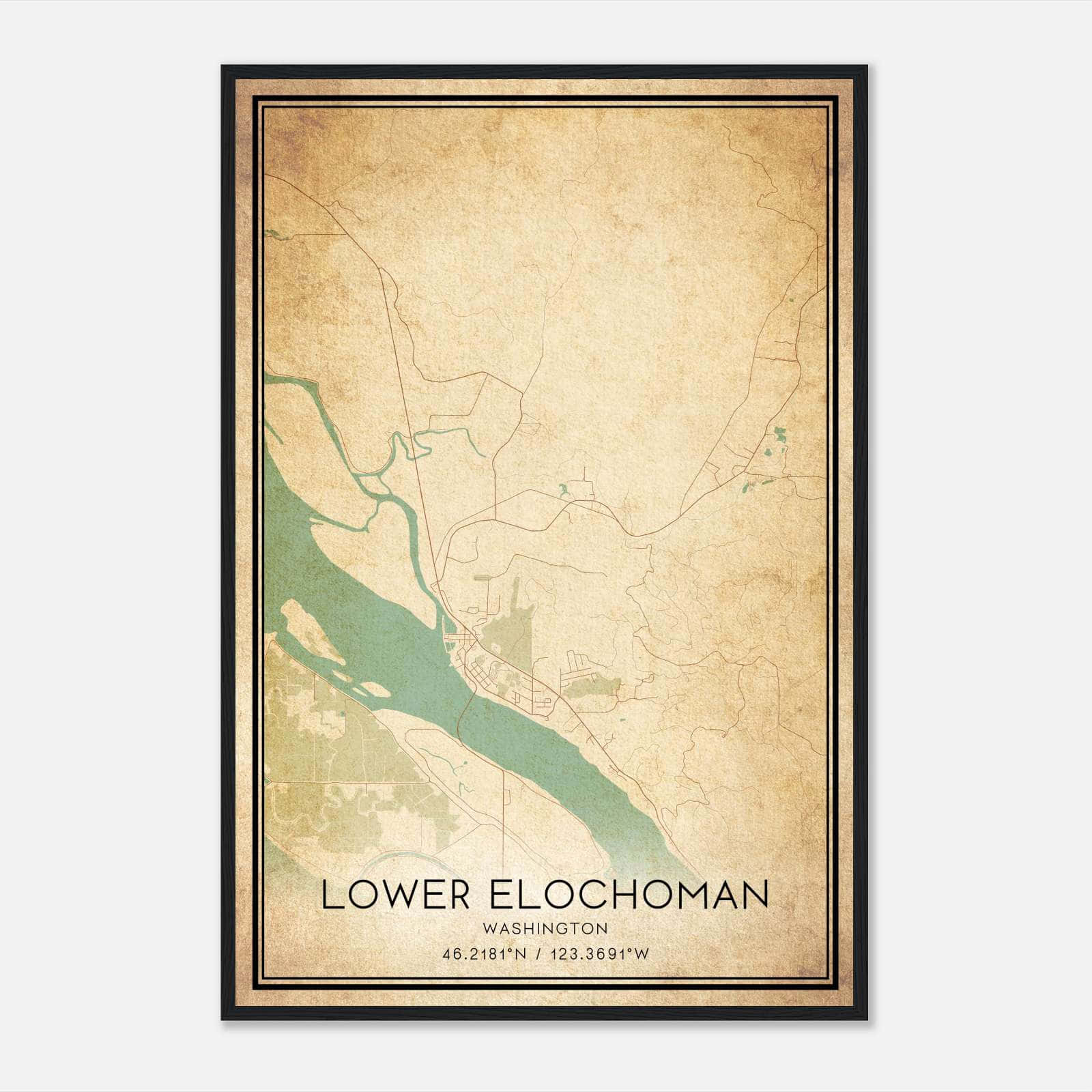 Vintage Lower Elochoman Washington Map Poster, Lower Elochoman WA City Road Wall Art Print Vintage Lower Elochoman Washington Map Poster, Lower Elochoman WA City Road Wall Art Print