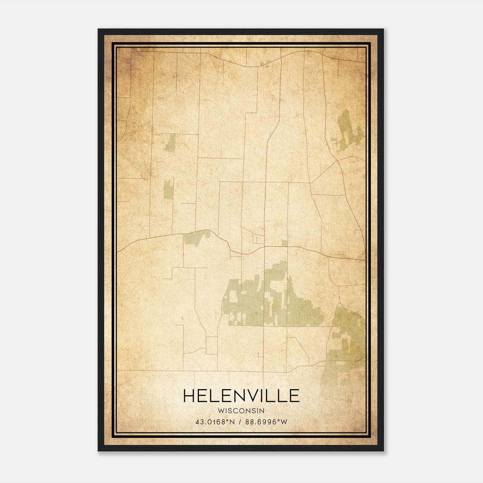 Vintage Helenville Wisconsin Map Poster, Helenville WI City Road Wall Art Print Vintage Helenville Wisconsin Map Poster, Helenville WI City Road Wall Art Print