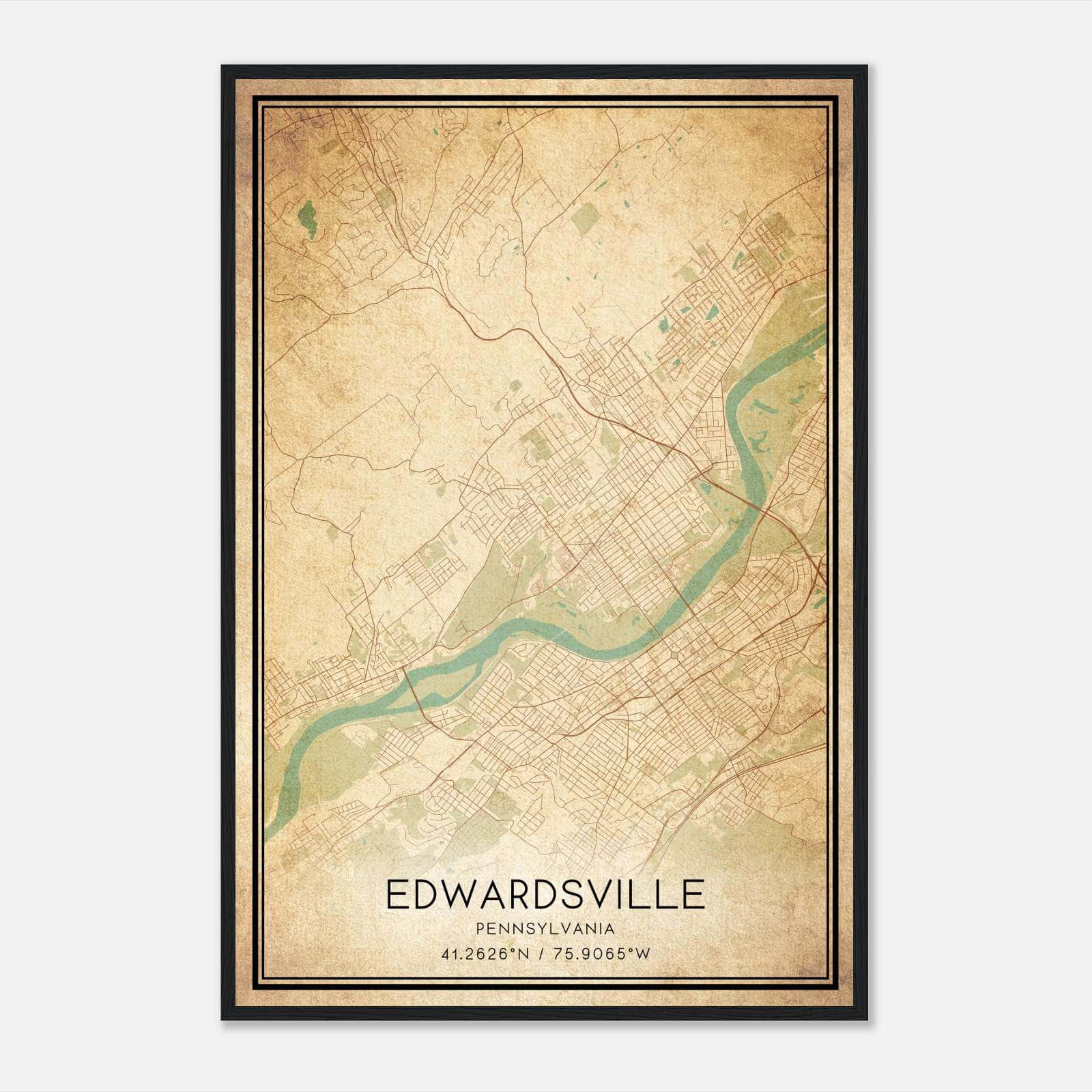 Vintage Edwardsville Pennsylvania Map Poster, Edwardsville PA City Road Wall Art Print Vintage Edwardsville Pennsylvania Map Poster, Edwardsville PA City Road Wall Art Print
