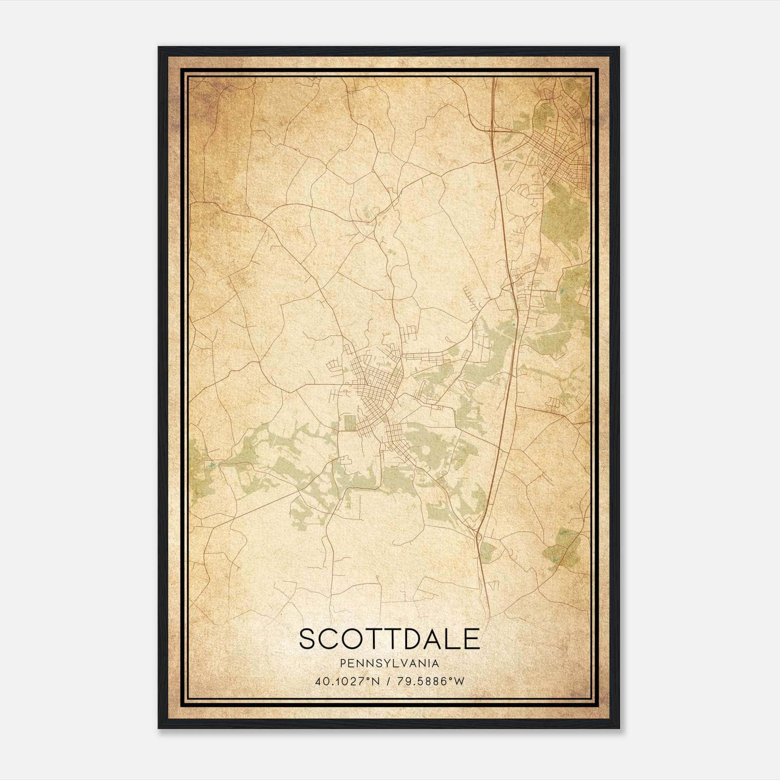 Vintage Scottdale Pennsylvania Map Poster, Scottdale PA City Road Wall Art Print Vintage Scottdale Pennsylvania Map Poster, Scottdale PA City Road Wall Art Print