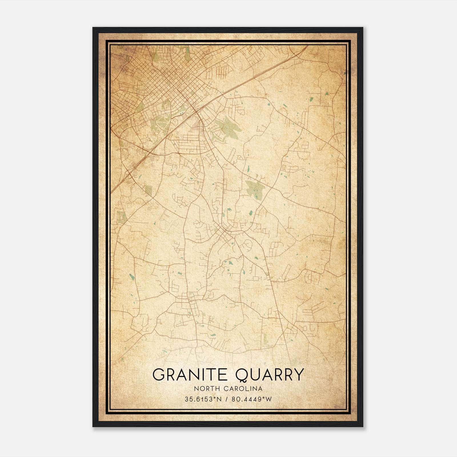 Vintage Granite Quarry North Carolina Map Poster, Granite Quarry NC City Road Wall Art Print Vintage Granite Quarry North Carolina Map Poster, Granite Quarry NC City Road Wall Art Print
