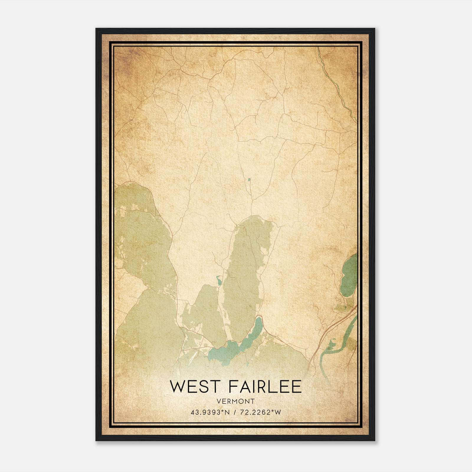 Vintage West Fairlee Vermont Map Poster, West Fairlee VT City Road Wall Art Print Vintage West Fairlee Vermont Map Poster, West Fairlee VT City Road Wall Art Print