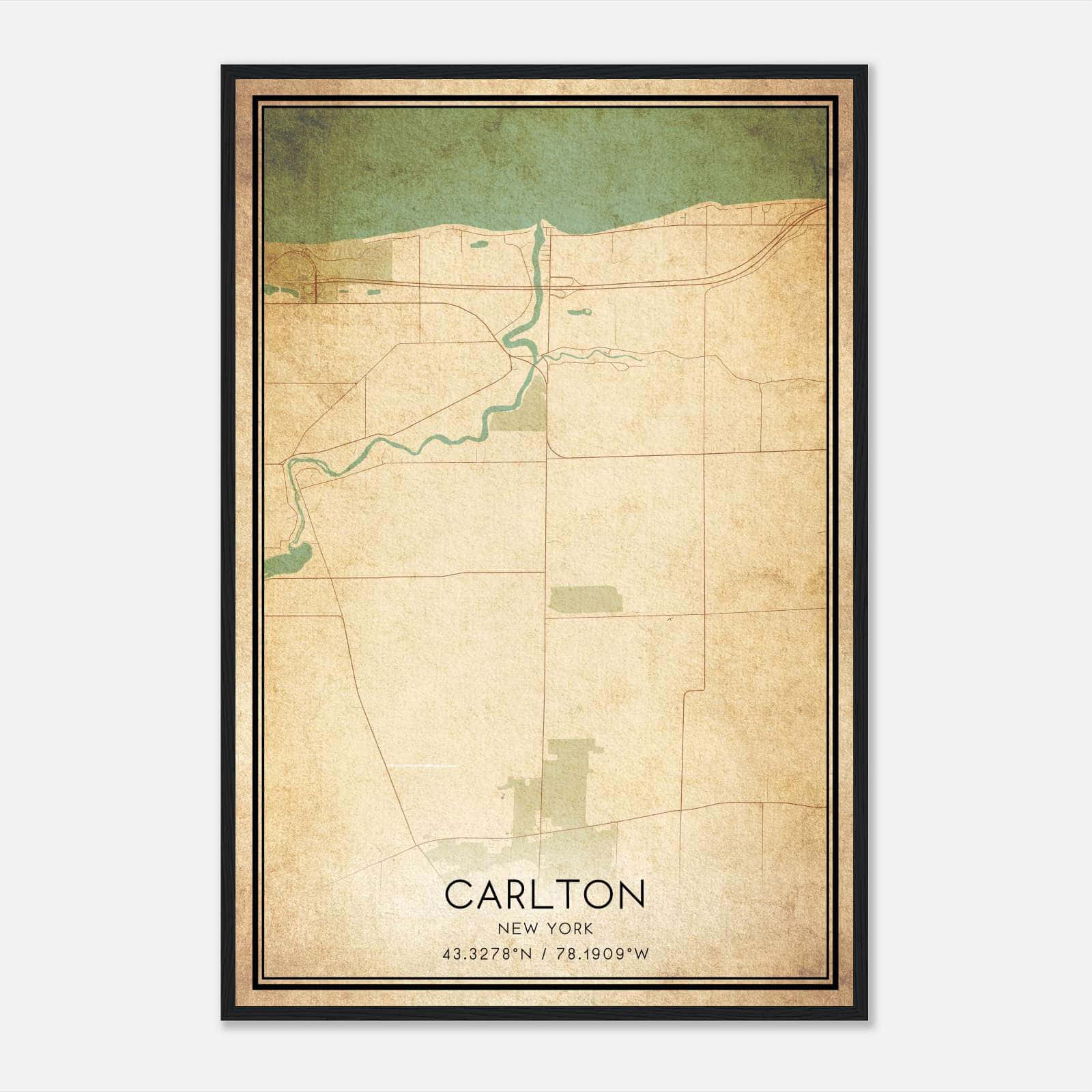 Vintage Carlton New York Map Poster, Carlton NY City Road Wall Art Print Vintage Carlton New York Map Poster, Carlton NY City Road Wall Art Print