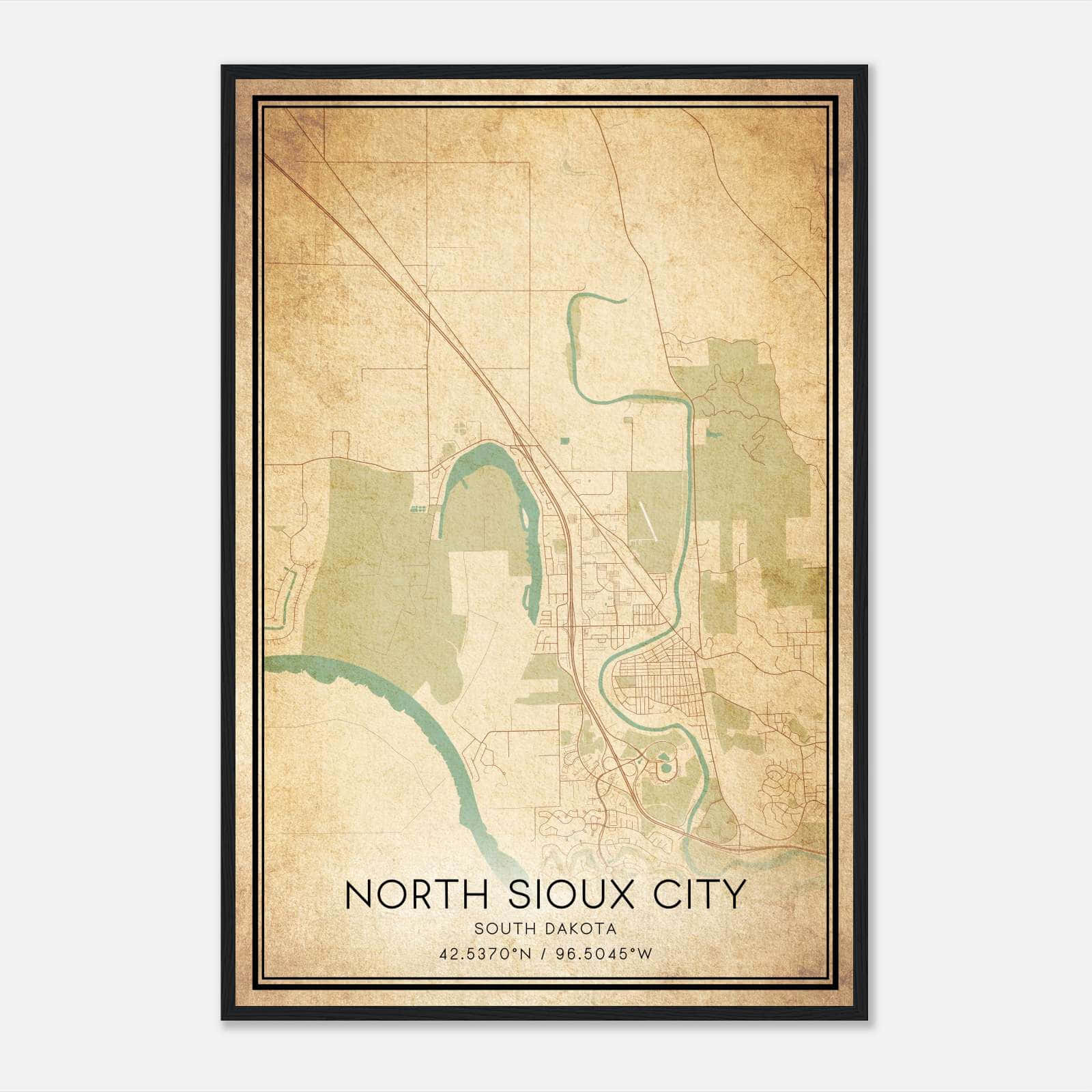 Vintage North Sioux City South Dakota Map Poster, North Sioux City SD City Road Wall Art Print Vintage North Sioux City South Dakota Map Poster, North Sioux City SD City Road Wall Art Print