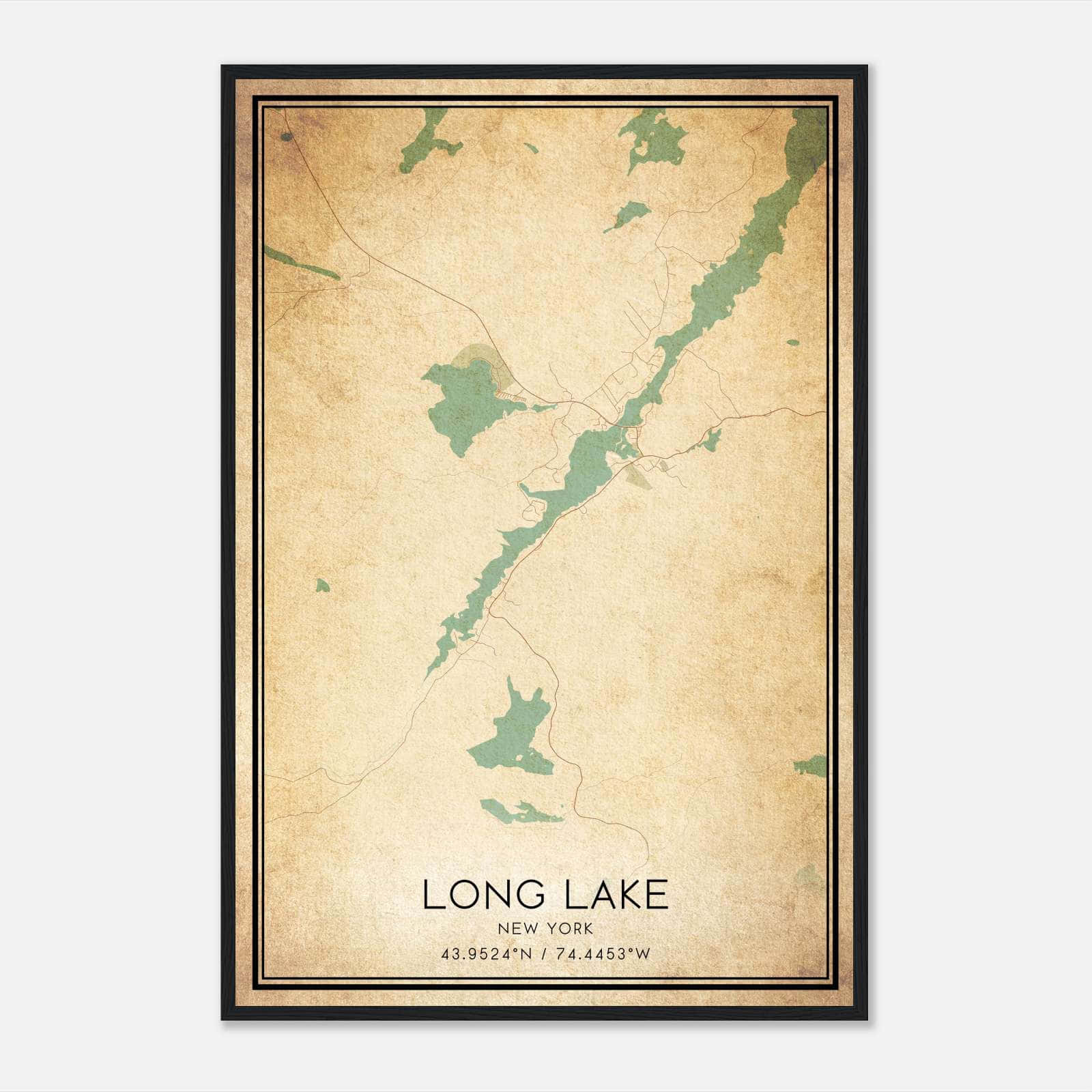 Vintage Long Lake New York Map Poster, Long Lake NY City Road Wall Art Print Vintage Long Lake New York Map Poster, Long Lake NY City Road Wall Art Print