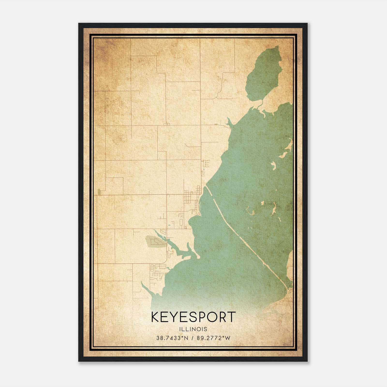 Vintage Keyesport Illinois Map Poster, Keyesport IL City Road Wall Art Print Vintage Keyesport Illinois Map Poster, Keyesport IL City Road Wall Art Print