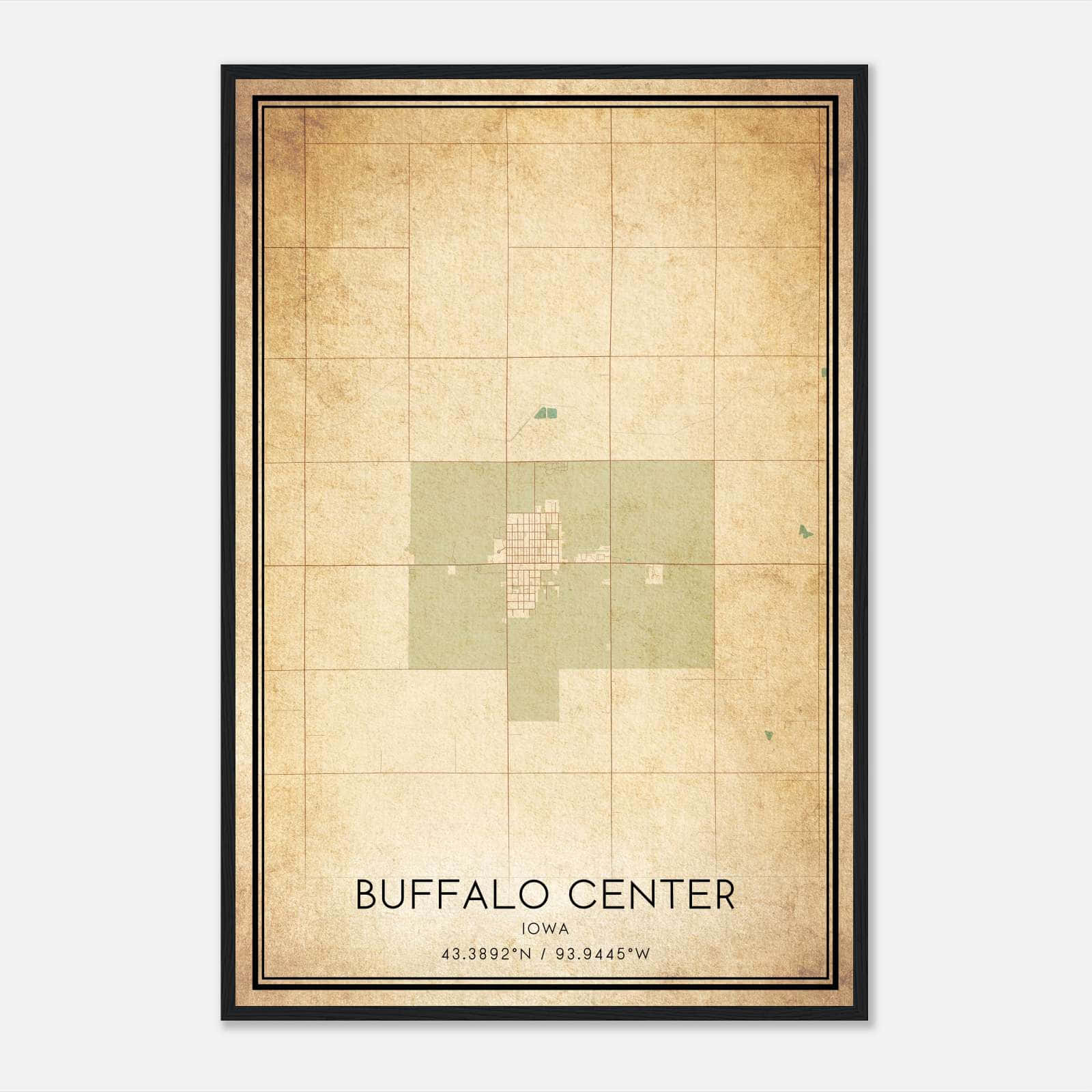 Vintage Buffalo Center Iowa Map Poster, Buffalo Center IA City Road Wall Art Print Vintage Buffalo Center Iowa Map Poster, Buffalo Center IA City Road Wall Art Print