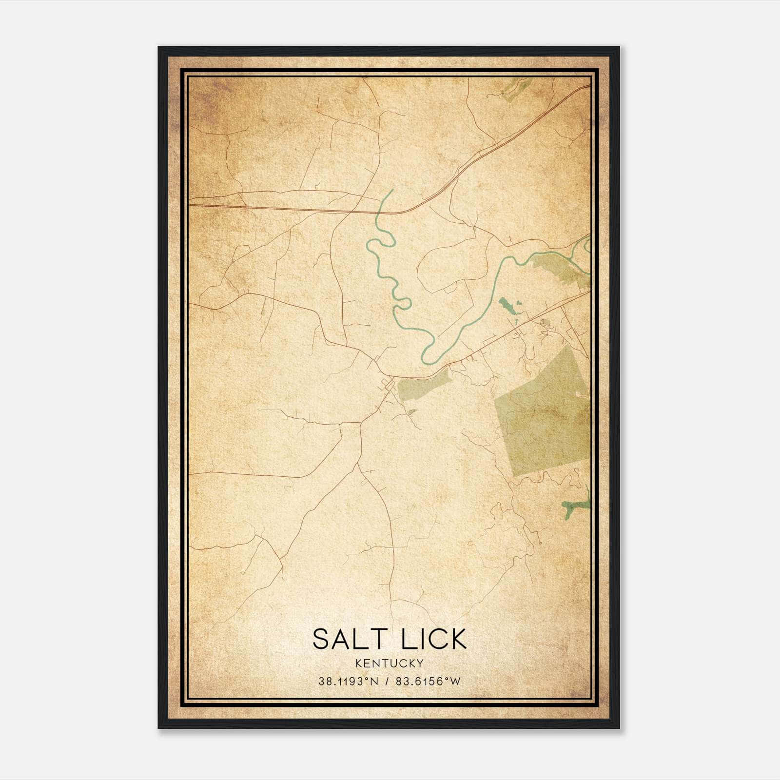 Vintage Salt Lick Kentucky Map Poster, Salt Lick KY City Road Wall Art Print Vintage Salt Lick Kentucky Map Poster, Salt Lick KY City Road Wall Art Print