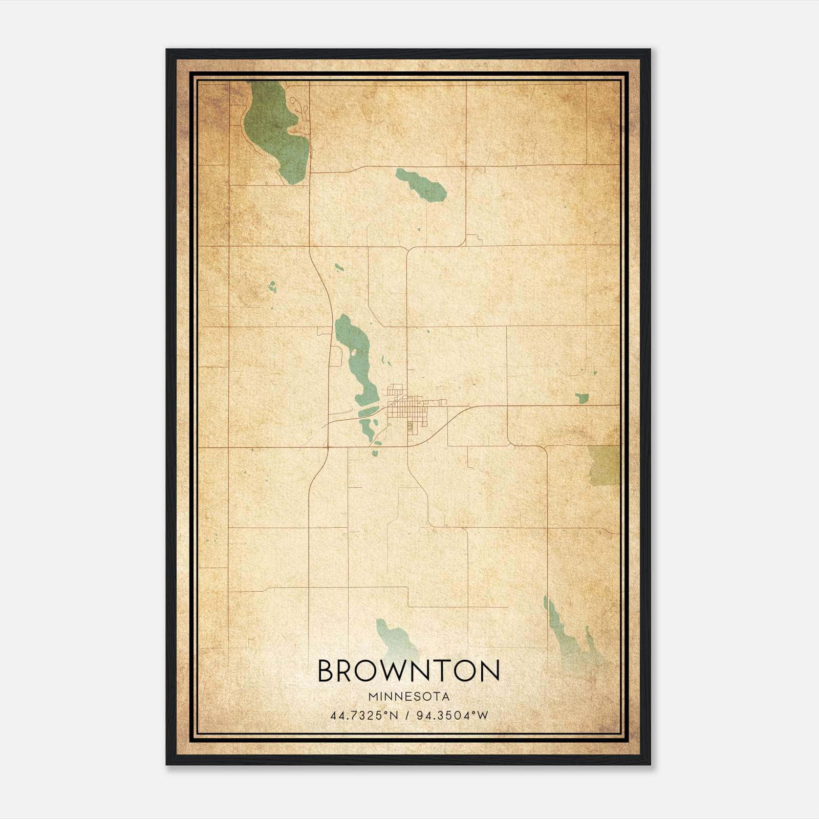 Vintage Brownton Minnesota Map Poster, Brownton MN City Road Wall Art Print Vintage Brownton Minnesota Map Poster, Brownton MN City Road Wall Art Print