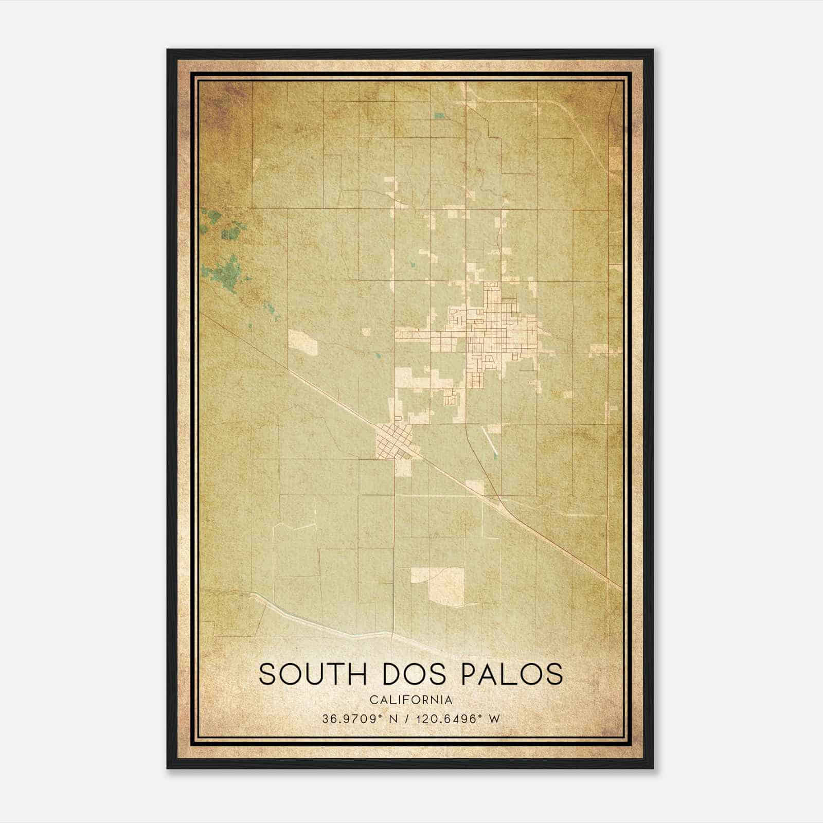 Vintage South Dos Palos California Map Poster, South Dos Palos CA City Road Wall Art Print Vintage South Dos Palos California Map Poster, South Dos Palos CA City Road Wall Art Print