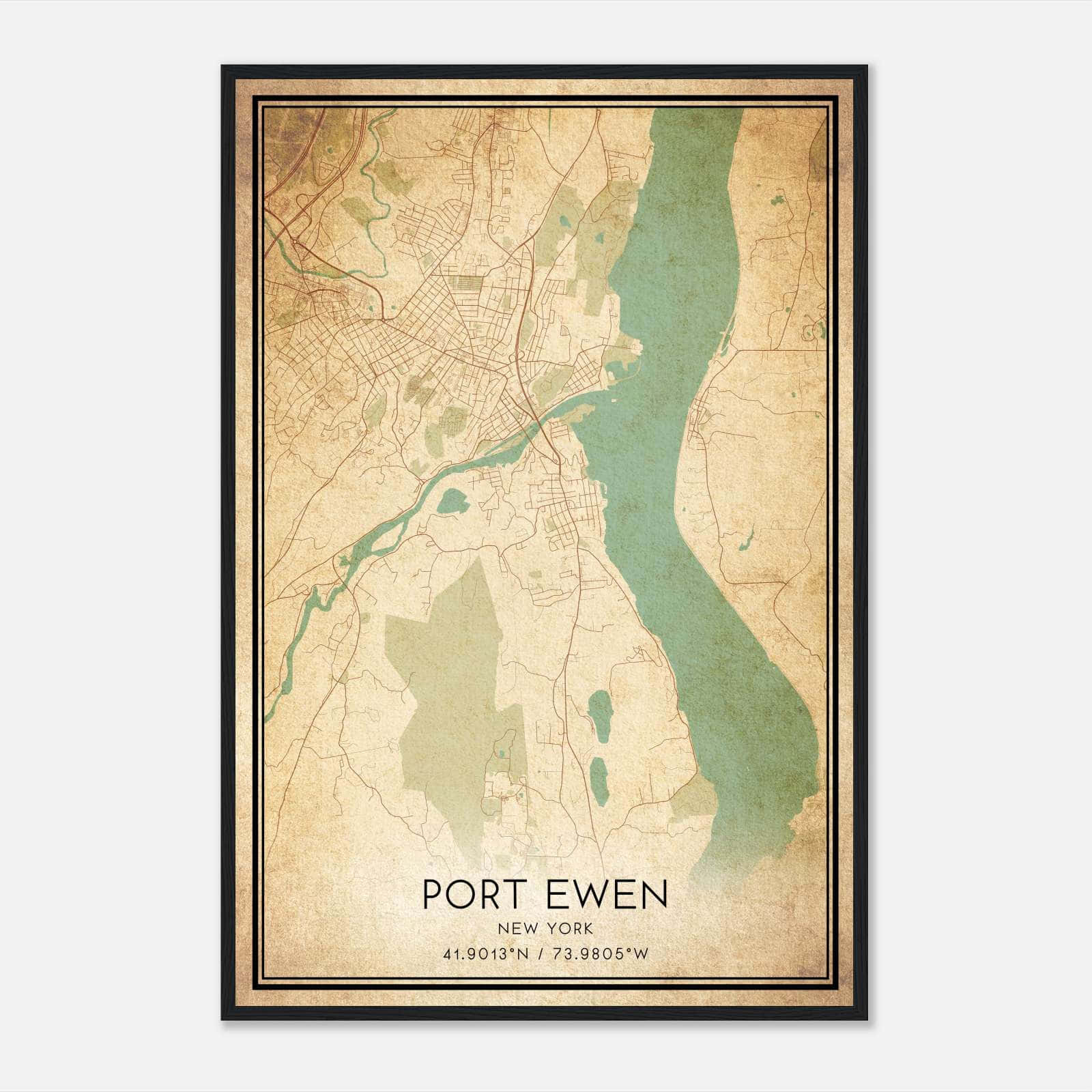 Vintage Port Ewen New York Map Poster, Port Ewen NY City Road Wall Art Print Vintage Port Ewen New York Map Poster, Port Ewen NY City Road Wall Art Print