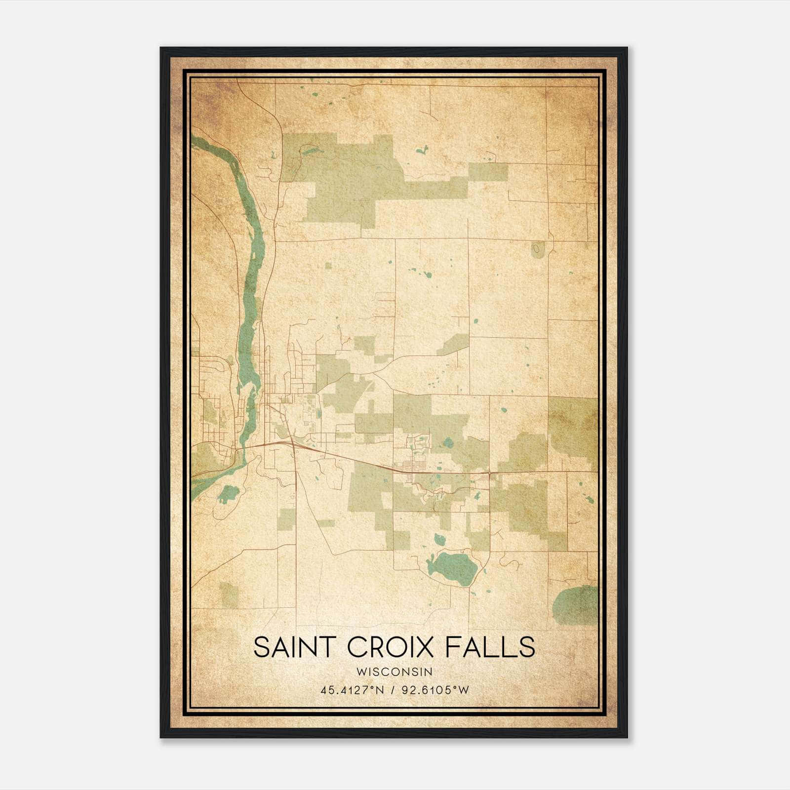 Vintage Saint Croix Falls Wisconsin Map Poster, Saint Croix Falls WI City Road Wall Art Print Vintage Saint Croix Falls Wisconsin Map Poster, Saint Croix Falls WI City Road Wall Art Print