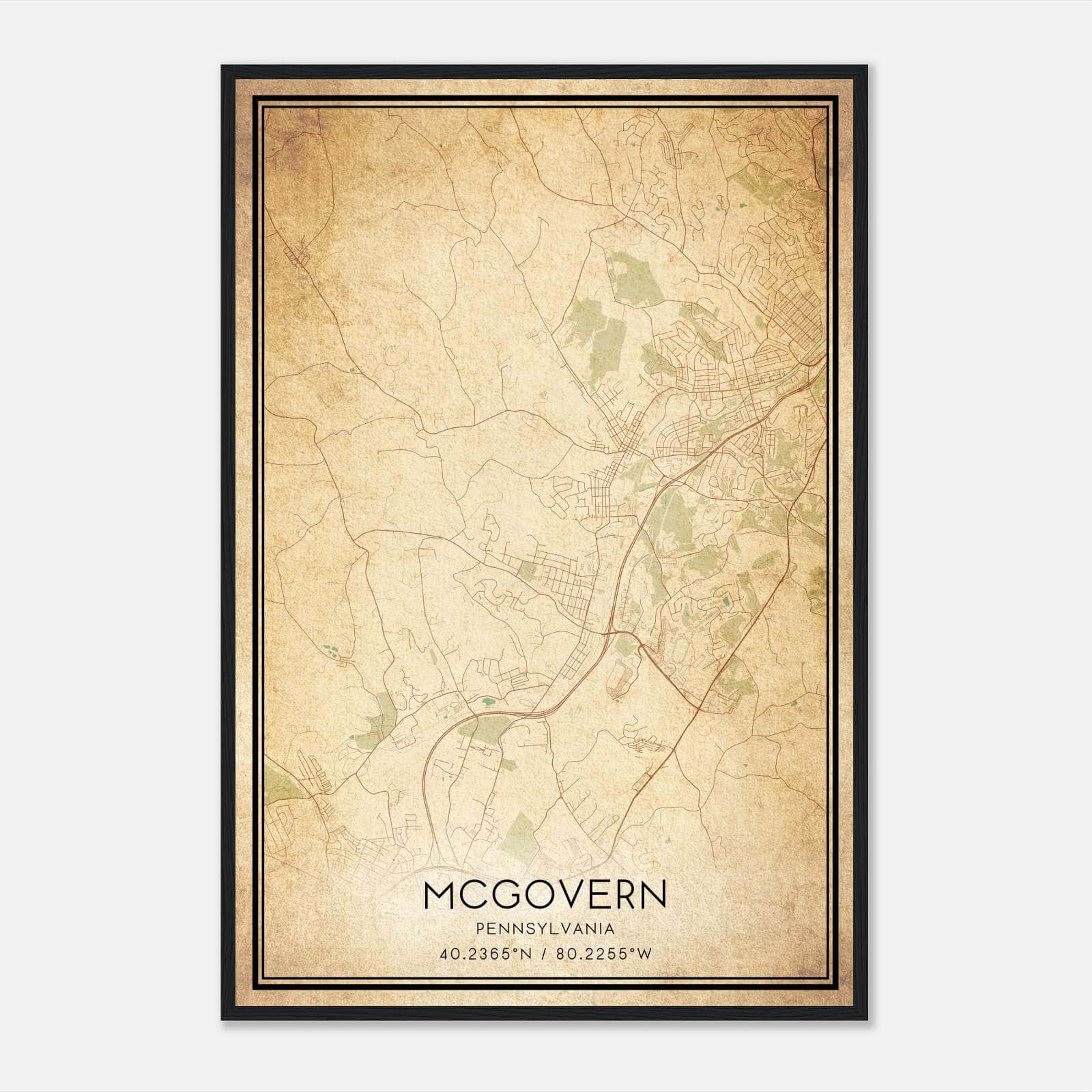 Vintage Mcgovern Pennsylvania Map Poster, Mcgovern PA City Road Wall Art Print Vintage Mcgovern Pennsylvania Map Poster, Mcgovern PA City Road Wall Art Print