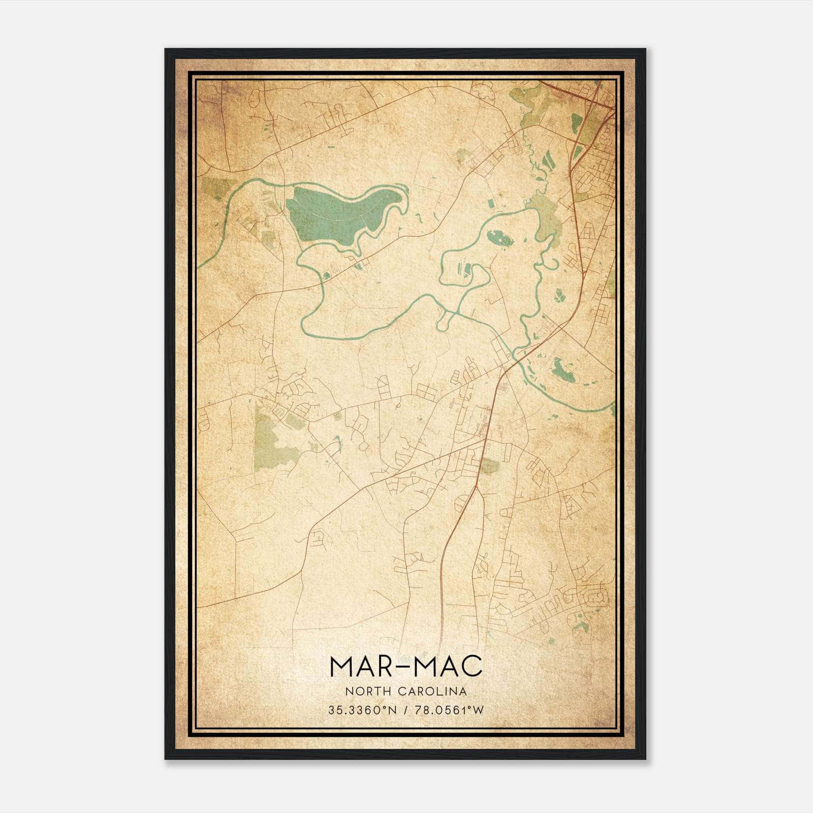 Vintage Mar-Mac North Carolina Map Poster, Mar-Mac NC City Road Wall Art Print Vintage Mar-Mac North Carolina Map Poster, Mar-Mac NC City Road Wall Art Print