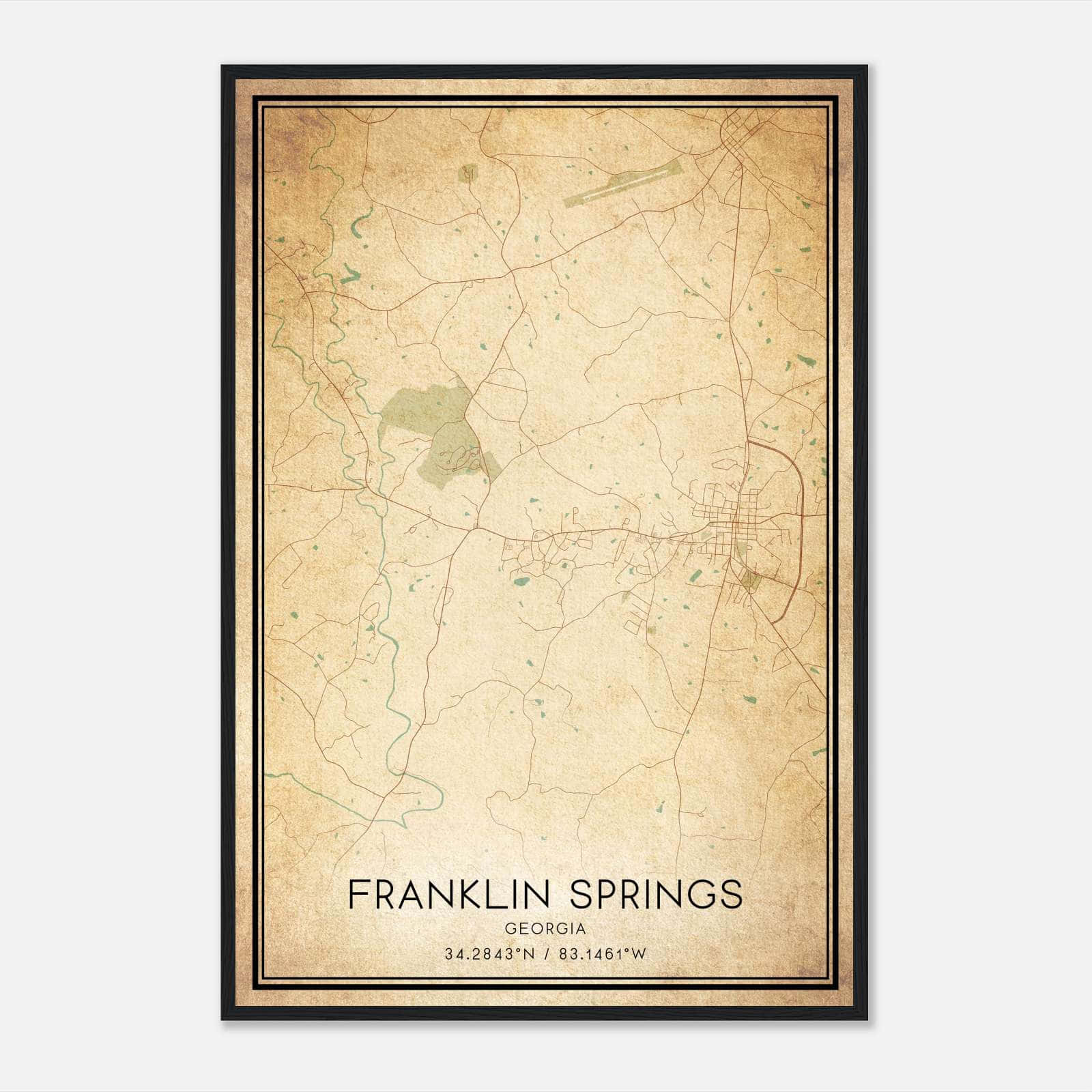Vintage Franklin Springs Georgia Map Poster, Franklin Springs GA City Road Wall Art Print Vintage Franklin Springs Georgia Map Poster, Franklin Springs GA City Road Wall Art Print