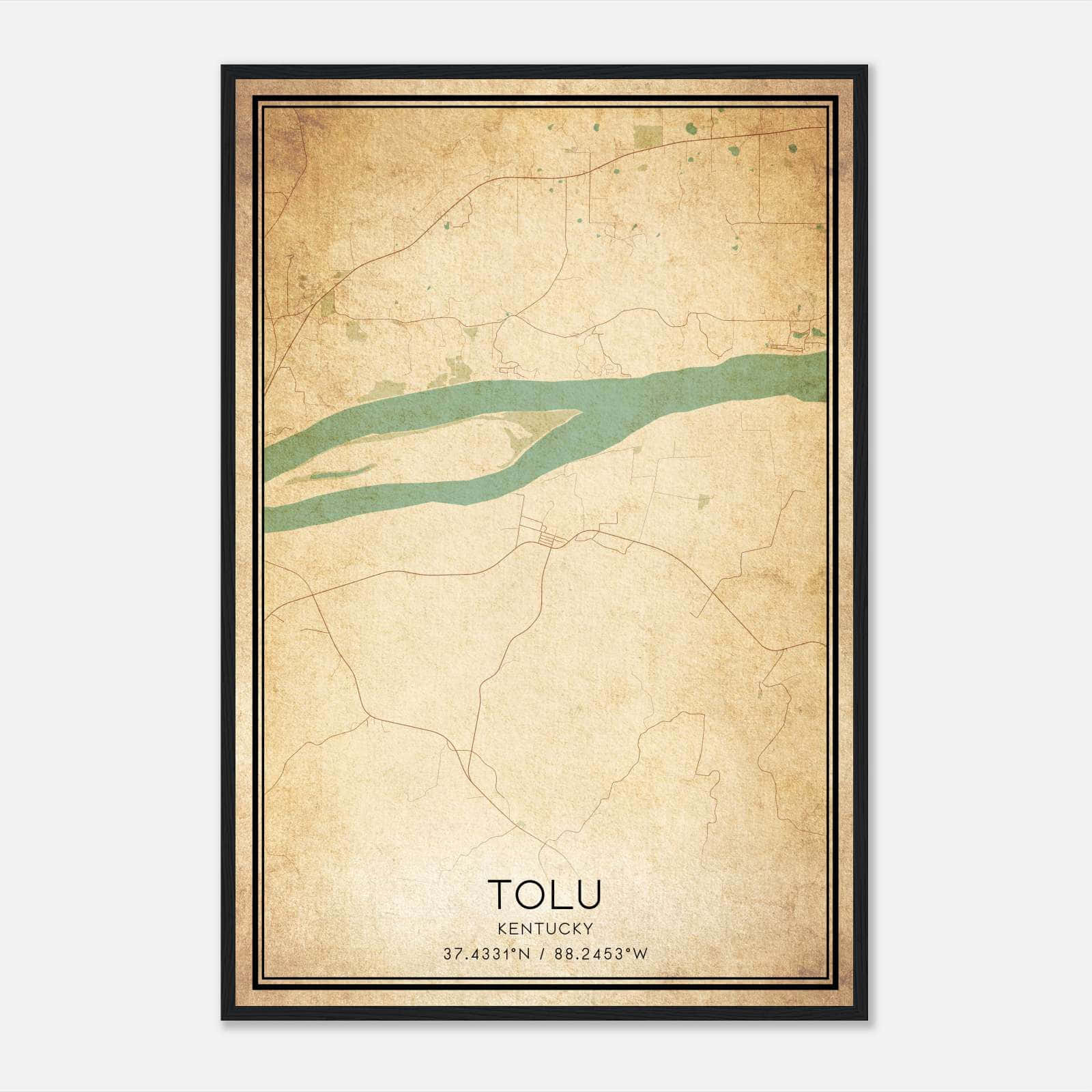 Vintage Tolu Kentucky Map Poster, Tolu KY City Road Wall Art Print Vintage Tolu Kentucky Map Poster, Tolu KY City Road Wall Art Print