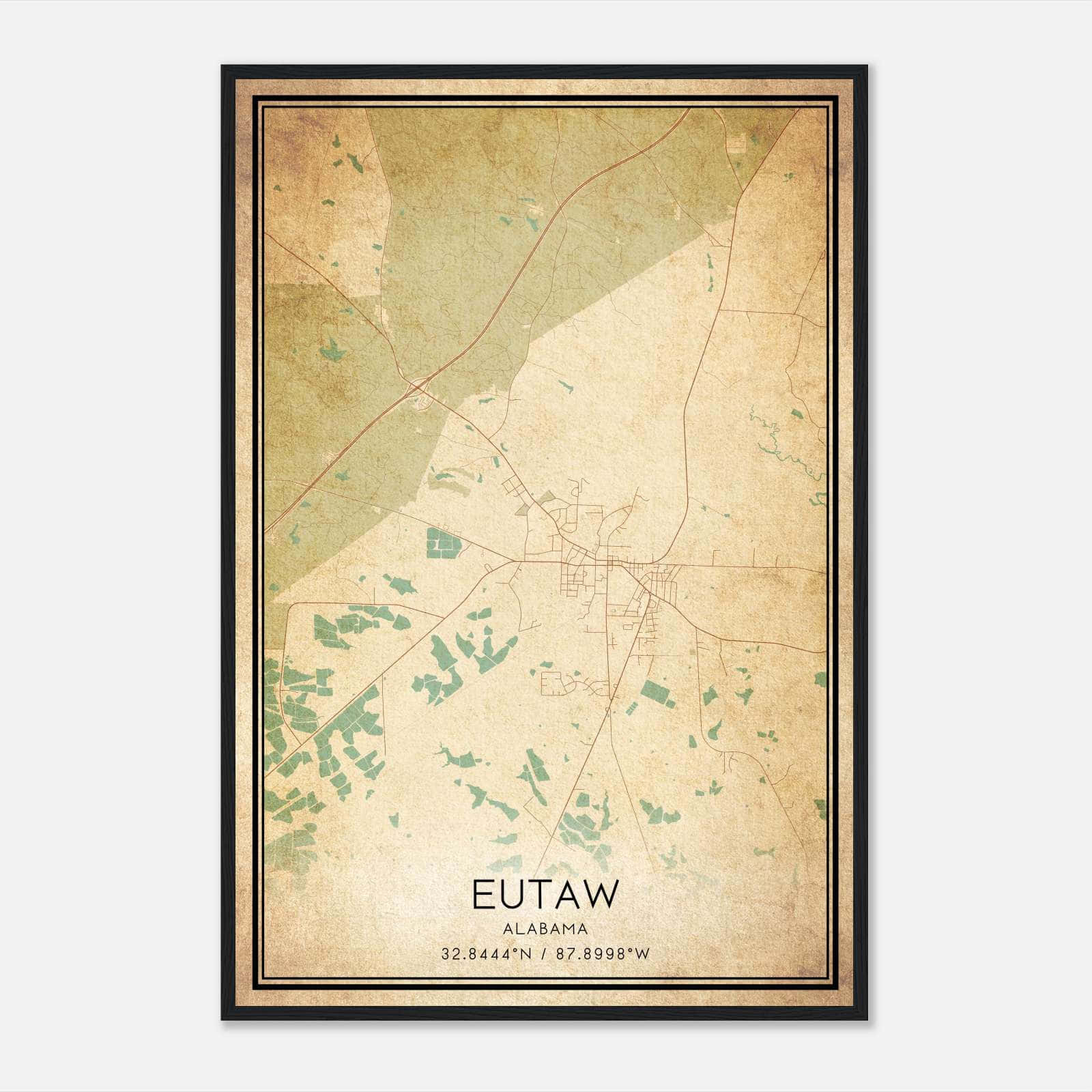 Vintage Eutaw Alabama Map Poster, Eutaw AL City Road Wall Art Print Vintage Eutaw Alabama Map Poster, Eutaw AL City Road Wall Art Print