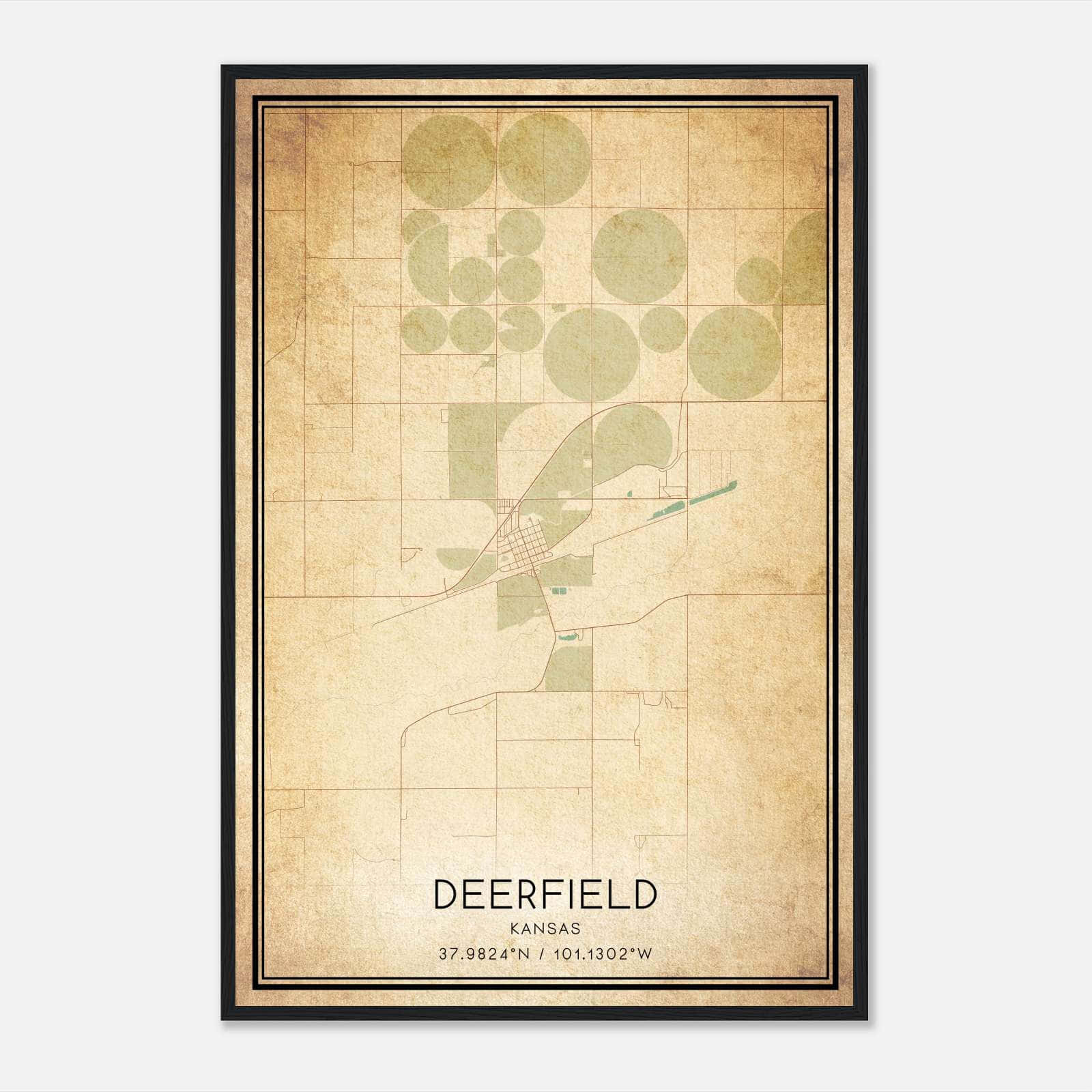 Vintage Deerfield Kansas Map Poster, Deerfield KS City Road Wall Art Print Vintage Deerfield Kansas Map Poster, Deerfield KS City Road Wall Art Print