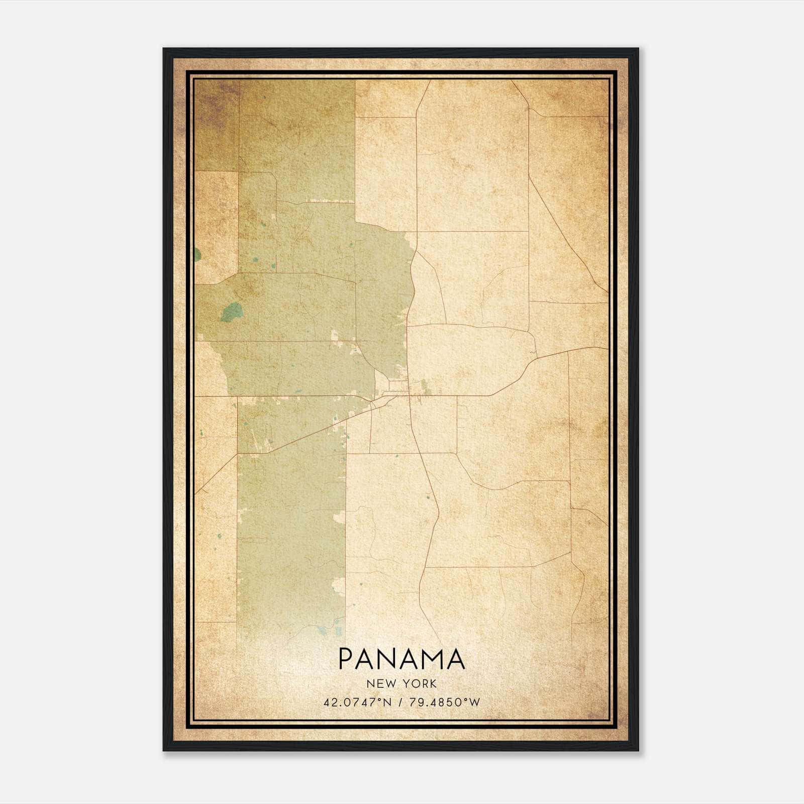 Vintage Panama New York Map Poster, Panama NY City Road Wall Art Print Vintage Panama New York Map Poster, Panama NY City Road Wall Art Print
