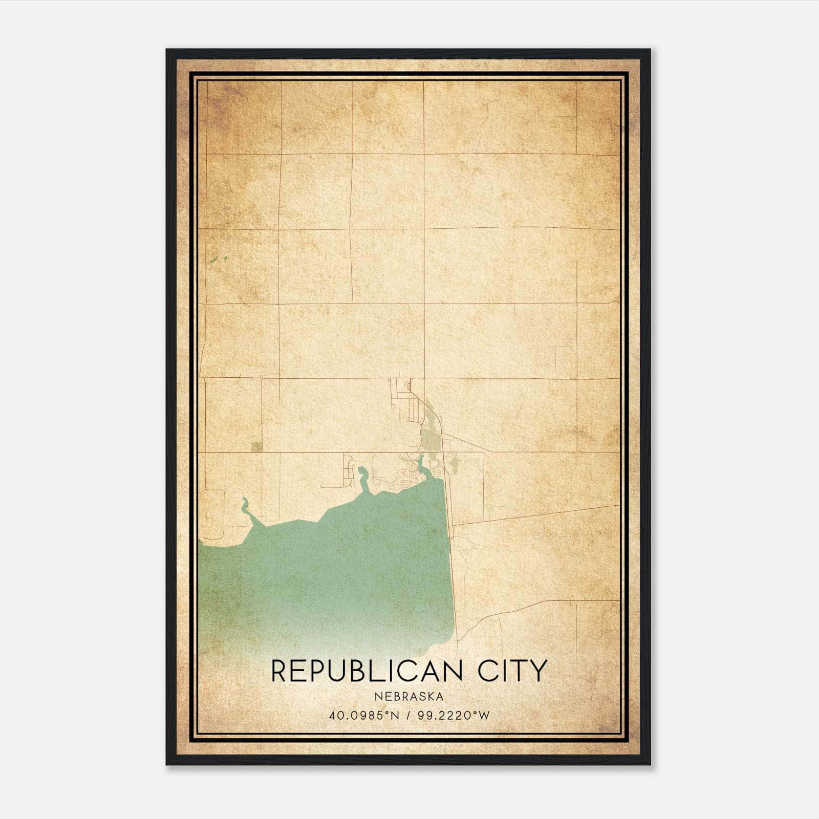 Vintage Republican City Nebraska Map Poster, Republican City NE City Road Wall Art Print Vintage Republican City Nebraska Map Poster, Republican City NE City Road Wall Art Print