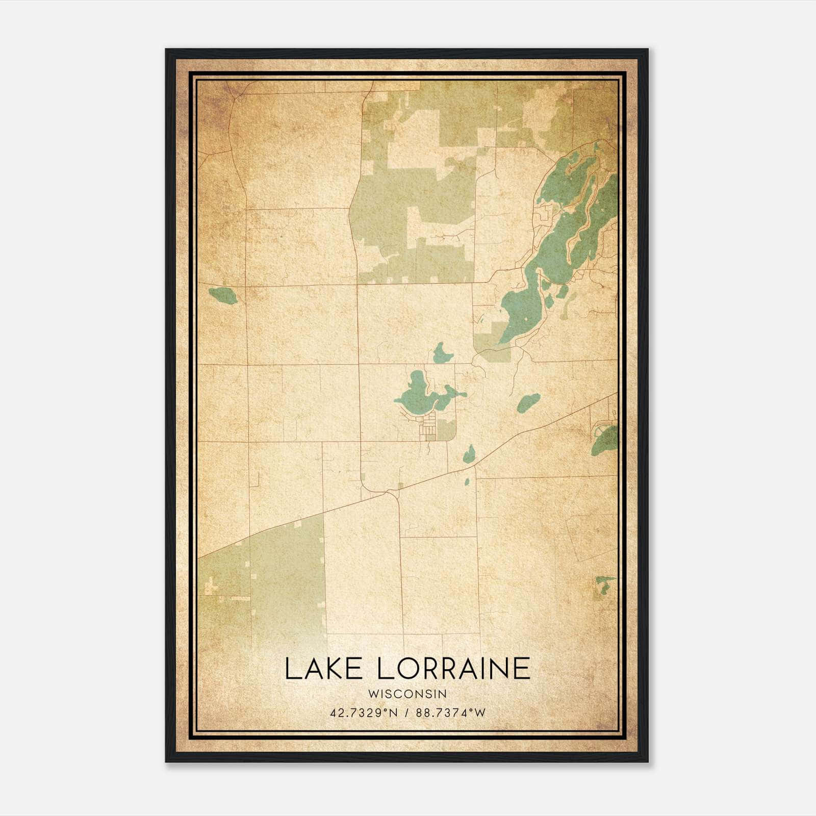 Vintage Lake Lorraine Wisconsin Map Poster, Lake Lorraine WI City Road Wall Art Print Vintage Lake Lorraine Wisconsin Map Poster, Lake Lorraine WI City Road Wall Art Print