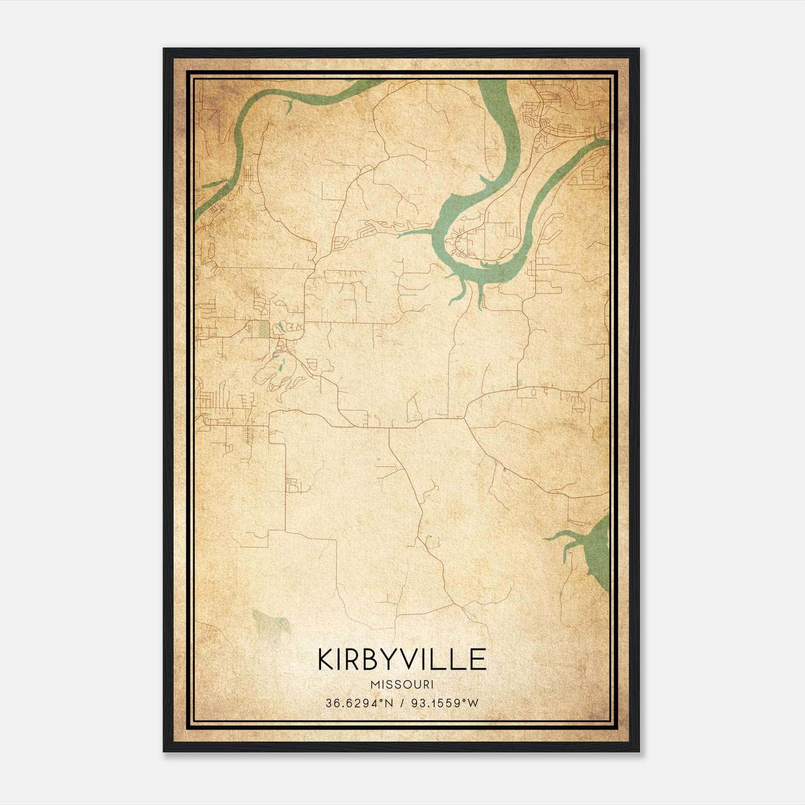 Vintage Kirbyville Missouri Map Poster, Kirbyville MO City Road Wall Art Print Vintage Kirbyville Missouri Map Poster, Kirbyville MO City Road Wall Art Print