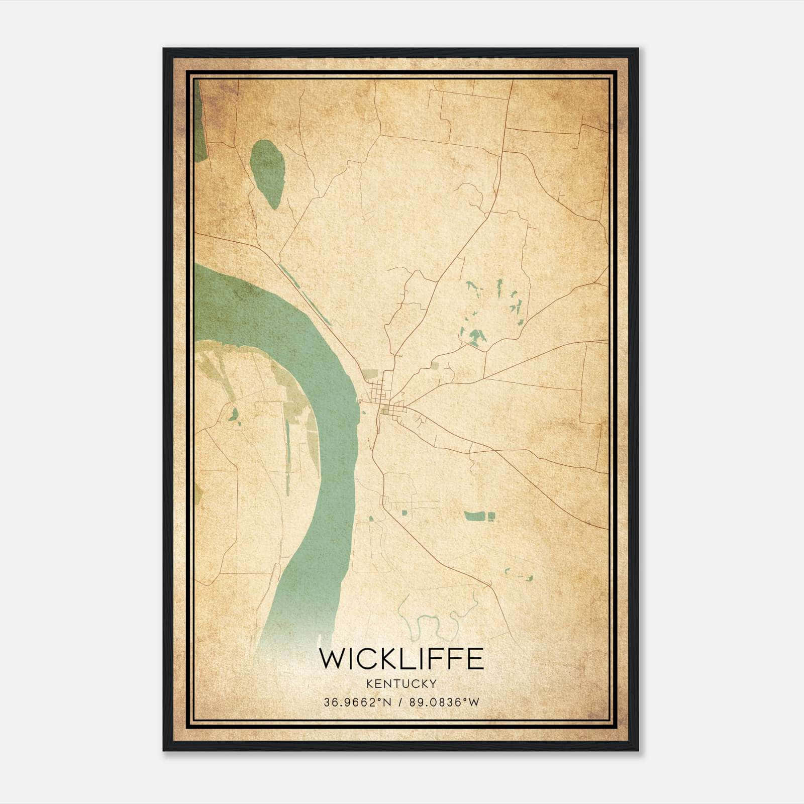 Vintage Wickliffe Kentucky Map Poster, Wickliffe KY City Road Wall Art Print Vintage Wickliffe Kentucky Map Poster, Wickliffe KY City Road Wall Art Print