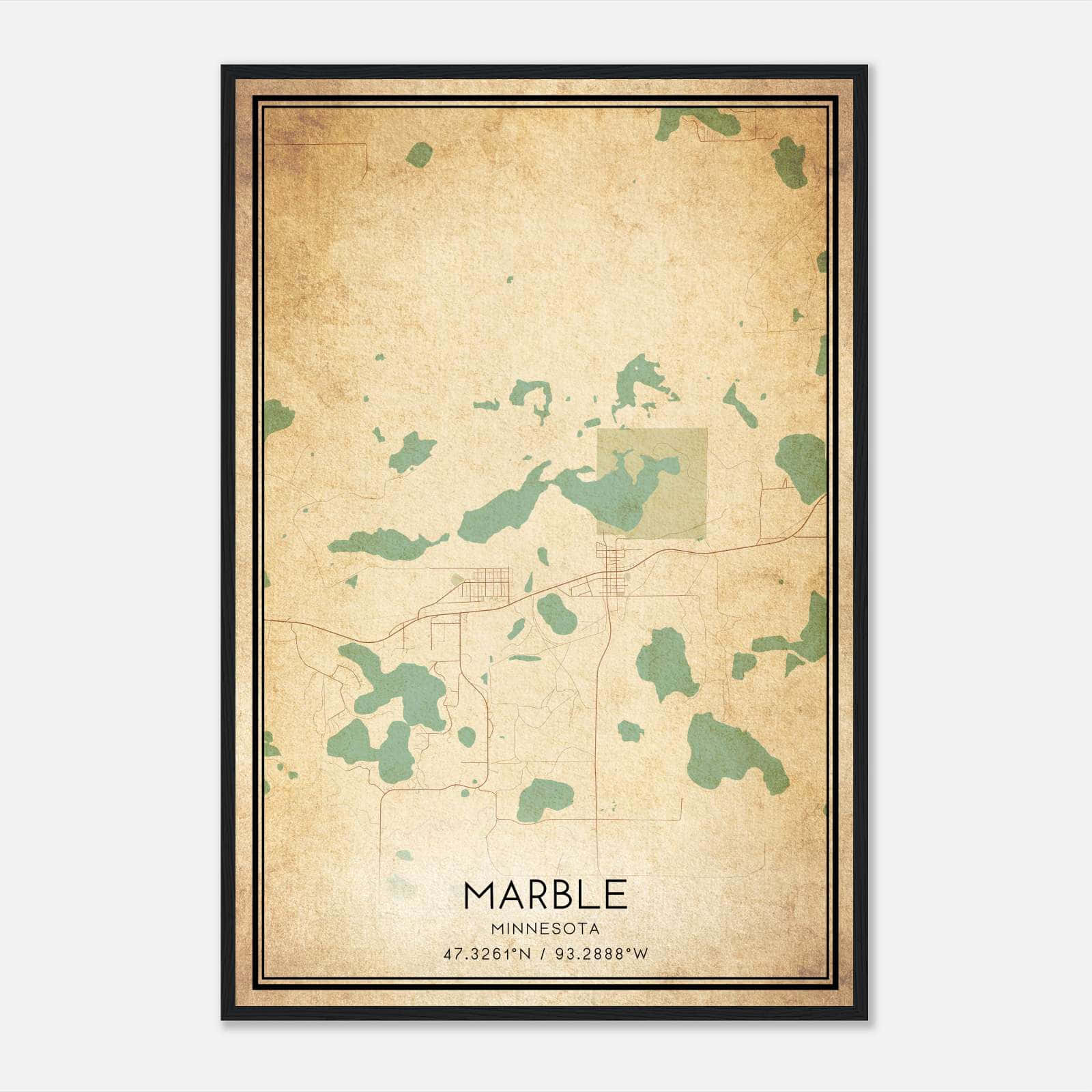 Vintage Marble Minnesota Map Poster, Marble MN City Road Wall Art Print Vintage Marble Minnesota Map Poster, Marble MN City Road Wall Art Print
