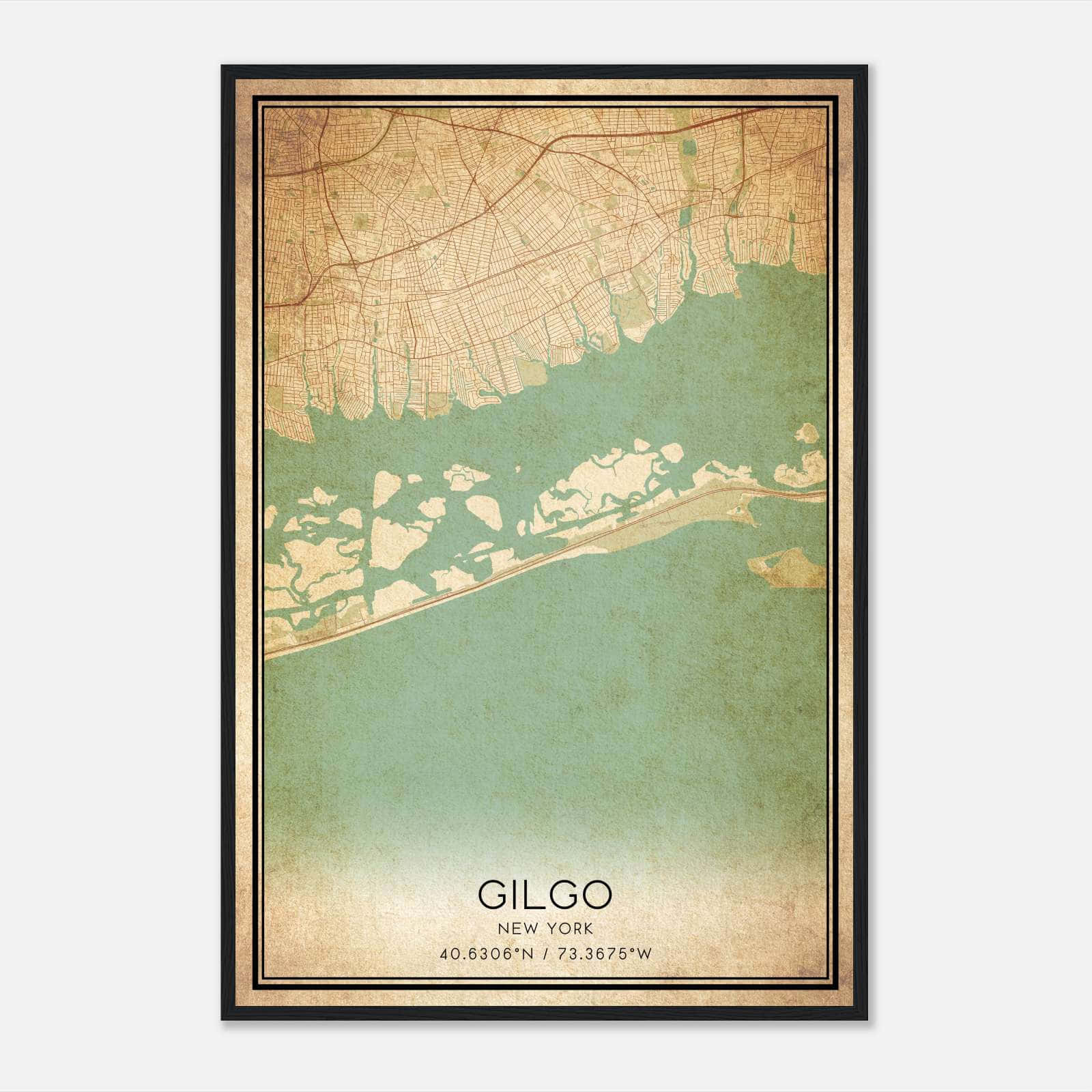 Vintage Gilgo New York Map Poster, Gilgo NY City Road Wall Art Print Vintage Gilgo New York Map Poster, Gilgo NY City Road Wall Art Print