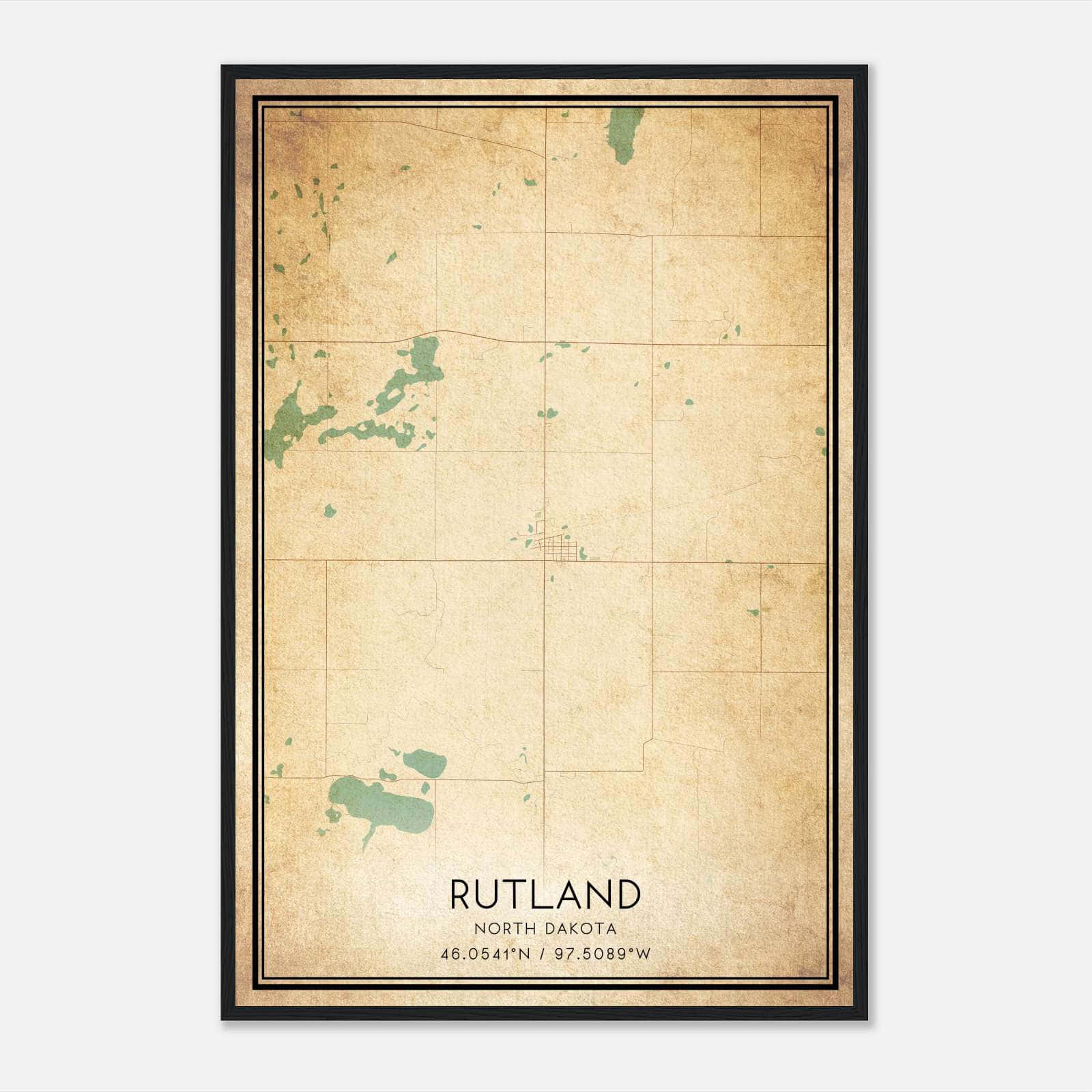 Vintage Rutland North Dakota Map Poster, Rutland ND City Road Wall Art Print Vintage Rutland North Dakota Map Poster, Rutland ND City Road Wall Art Print